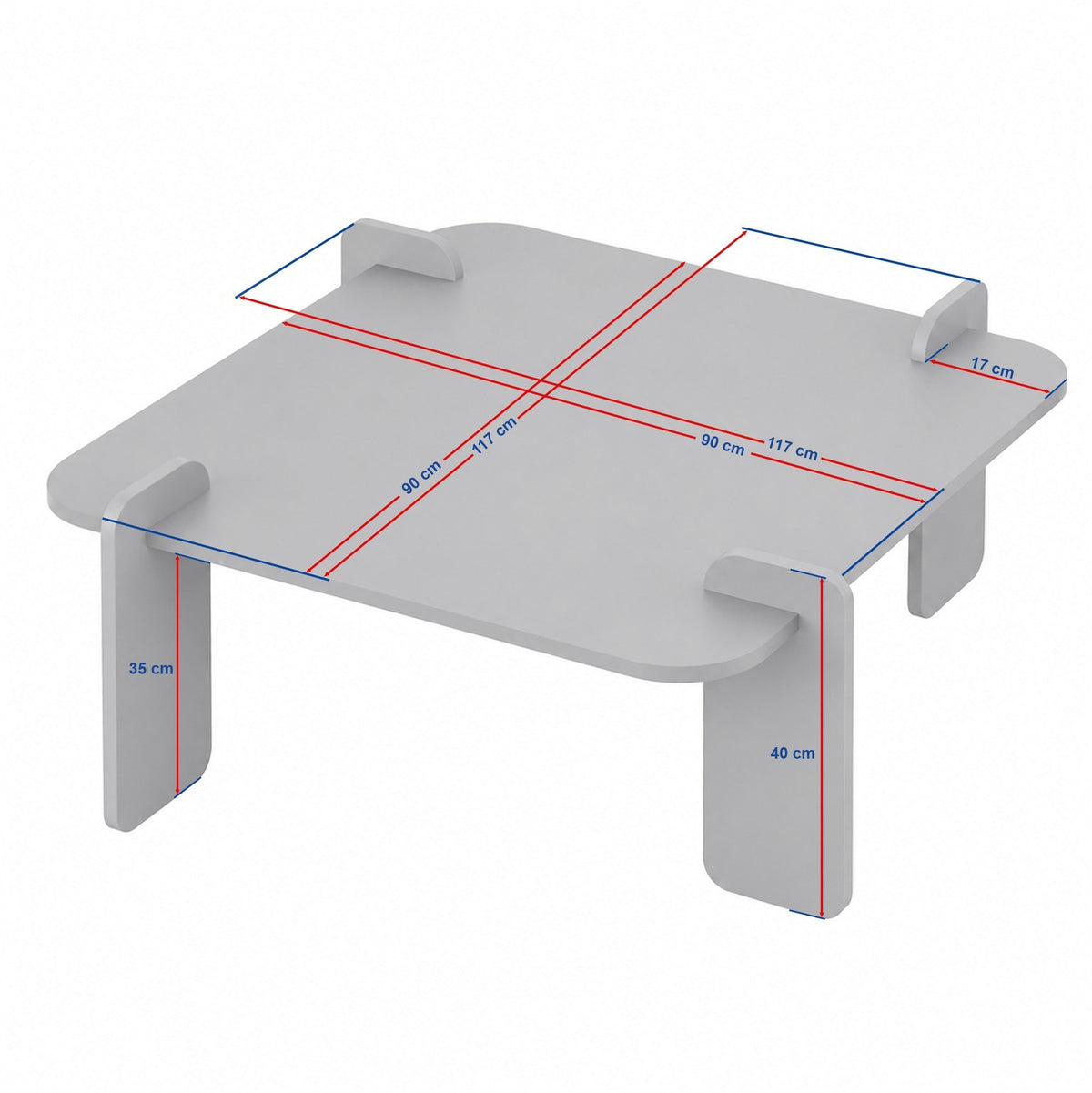 Quadratischer Couchtisch Marais von Nordure in Travertin-Optik, melaminbeschichtete Spanplatte, schlichtes Design mit gerader Tischplatte