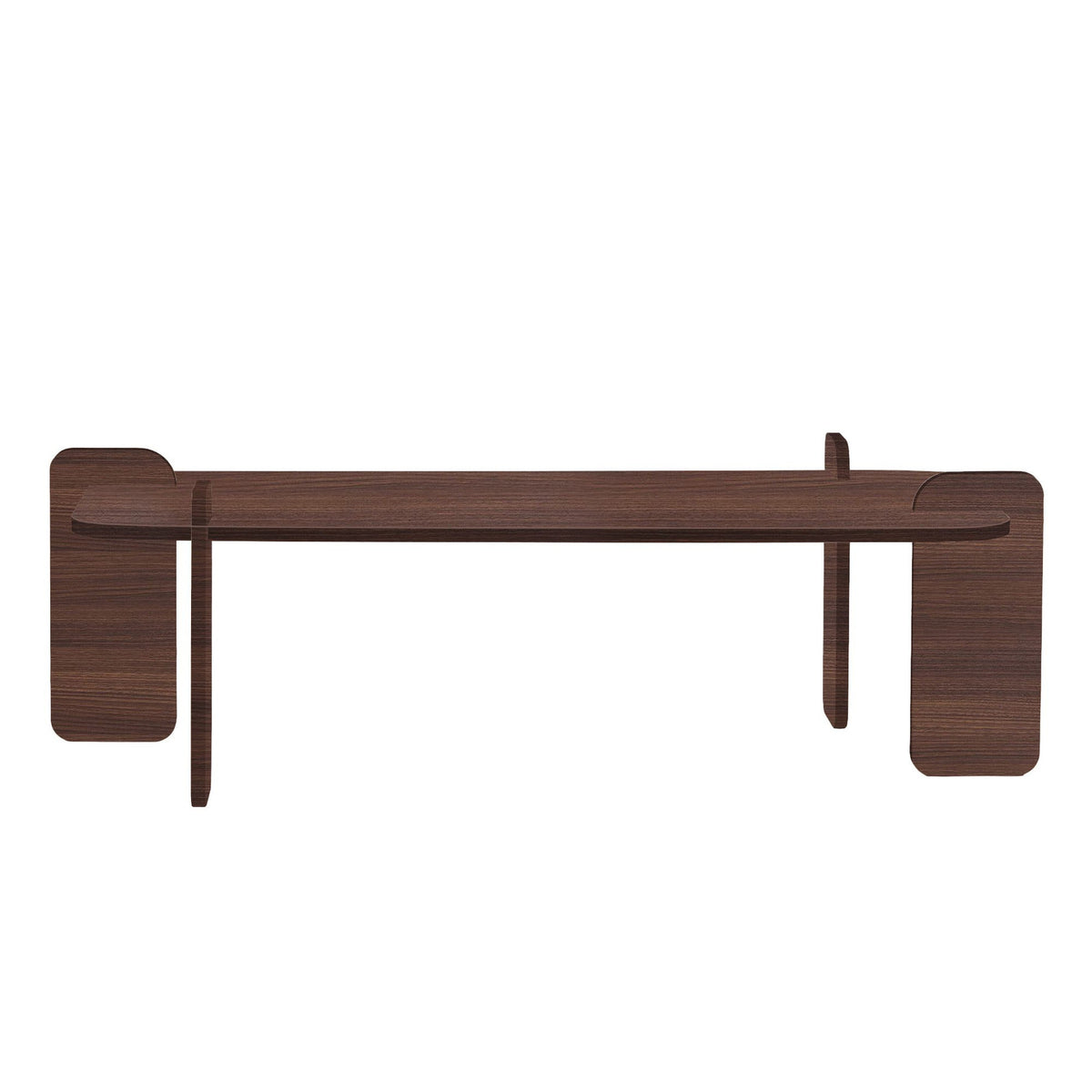Couchtisch Renard in Nussbaum Milano von Nordure, rechteckige Tischplatte aus melaminbeschichteter Spanplatte, schlichtes Design.