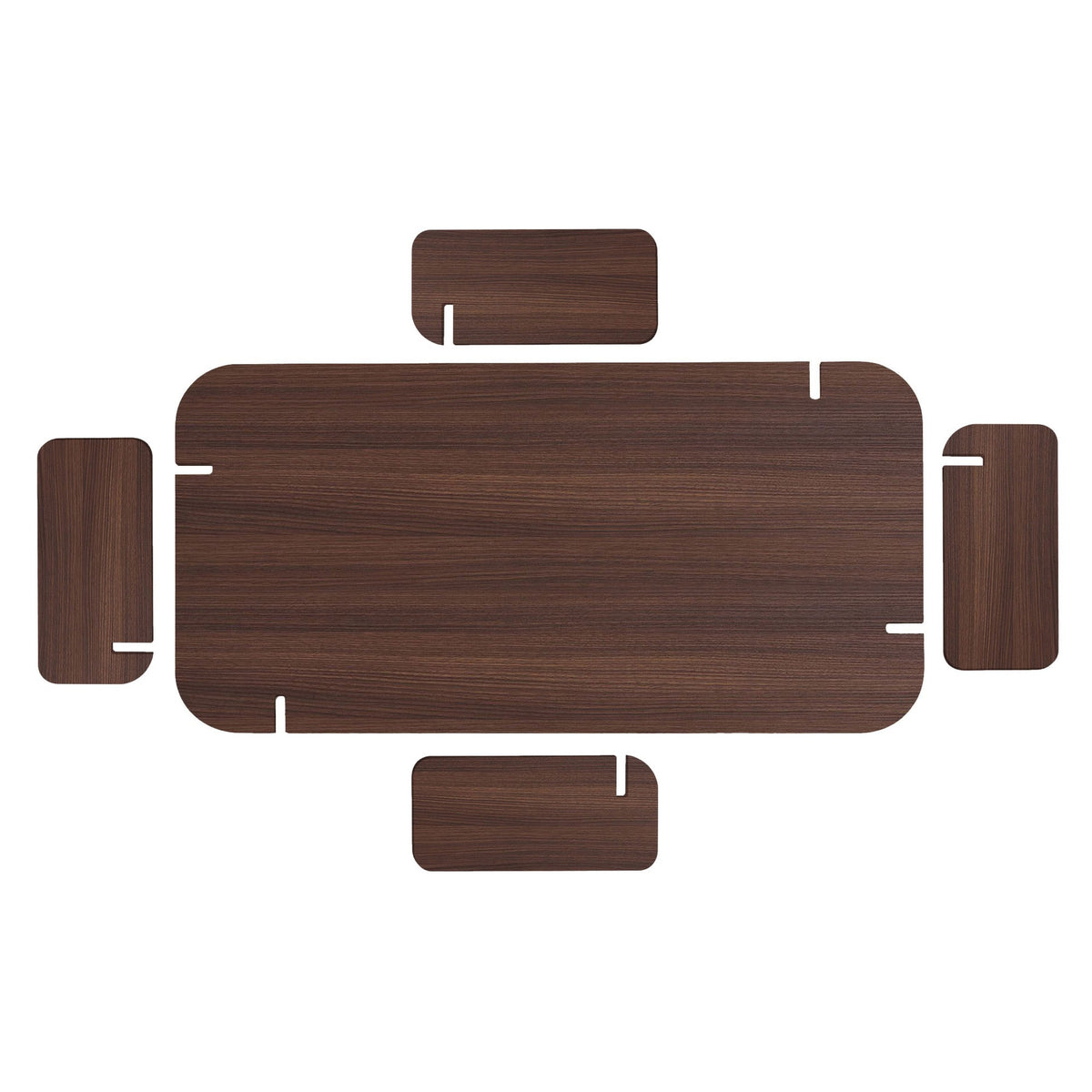 Couchtisch Renard in Nussbaum Milano von Nordure, rechteckige Tischplatte aus melaminbeschichteter Spanplatte, schlichtes Design.