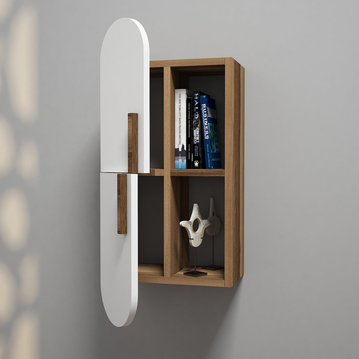 Rose - Walnut, White in Walnuss Weiss präsentiert im Onlineshop von KAQTU Design AG. Wandregal ist von Hanah Home