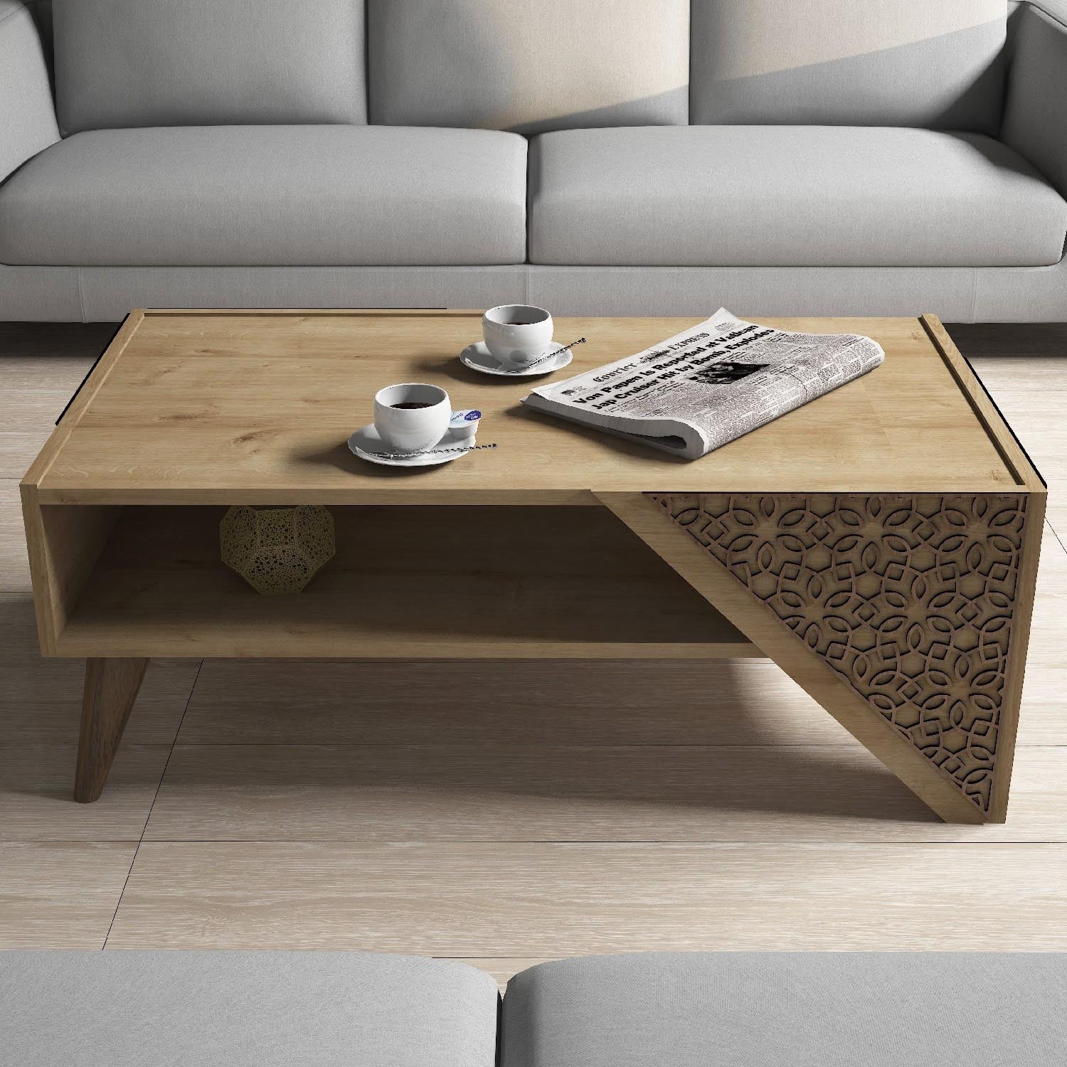 Beril - Oak in Eiche präsentiert im Onlineshop von KAQTU Design AG. Beistelltisch ist von Hanah Home