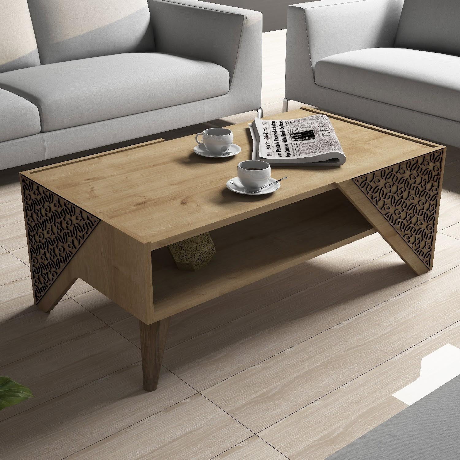 Beril - Oak in Eiche präsentiert im Onlineshop von KAQTU Design AG. Beistelltisch ist von Hanah Home