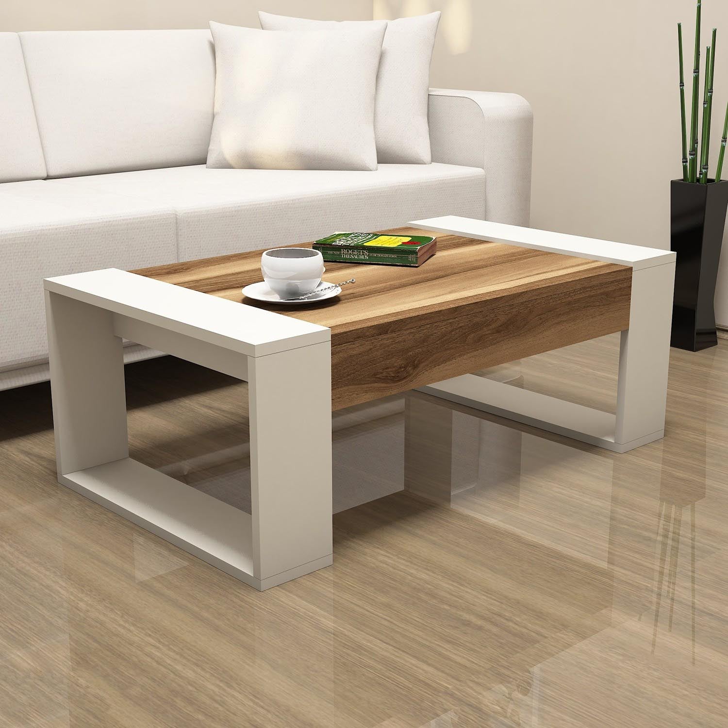 Venüs - Walnut, Cream in Walnuss
 Creme präsentiert im Onlineshop von KAQTU Design AG. Beistelltisch ist von Hanah Home