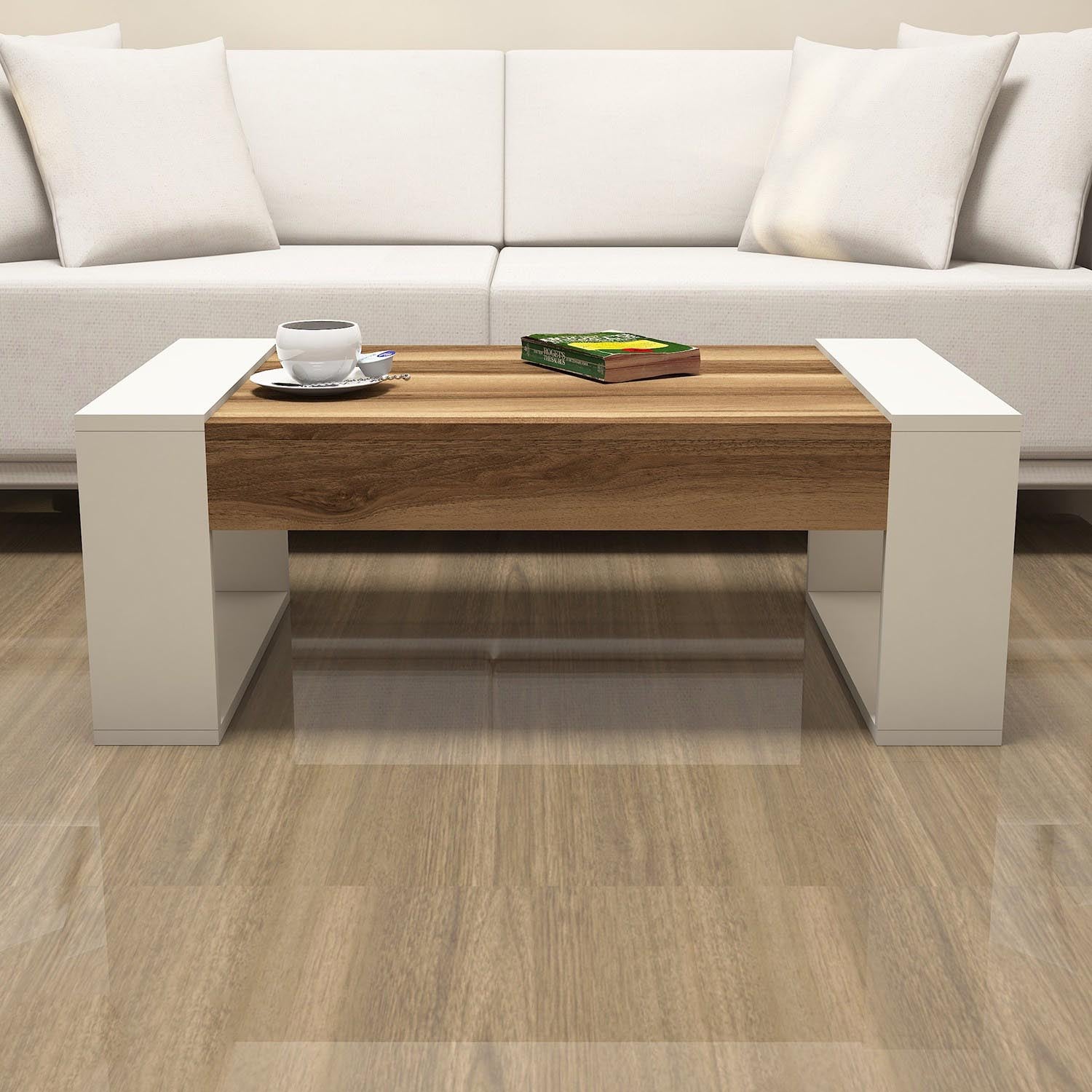 Venüs - Walnut, Cream in Walnuss
 Creme präsentiert im Onlineshop von KAQTU Design AG. Beistelltisch ist von Hanah Home