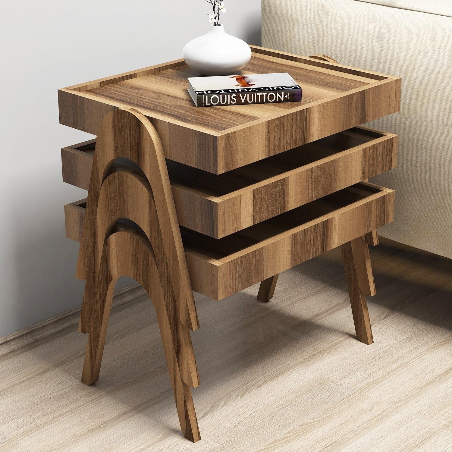 Roma - Walnut in Walnuss präsentiert im Onlineshop von KAQTU Design AG. Beistelltisch ist von Hanah Home