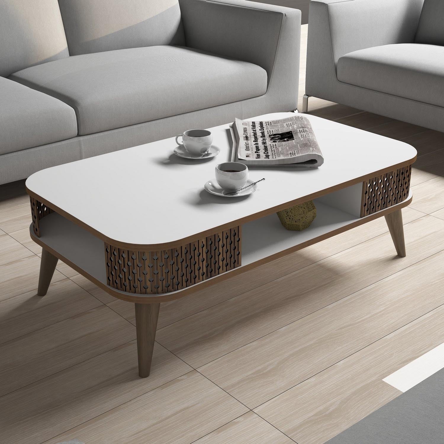 Eylül - White in Weiss präsentiert im Onlineshop von KAQTU Design AG. Beistelltisch ist von Hanah Home