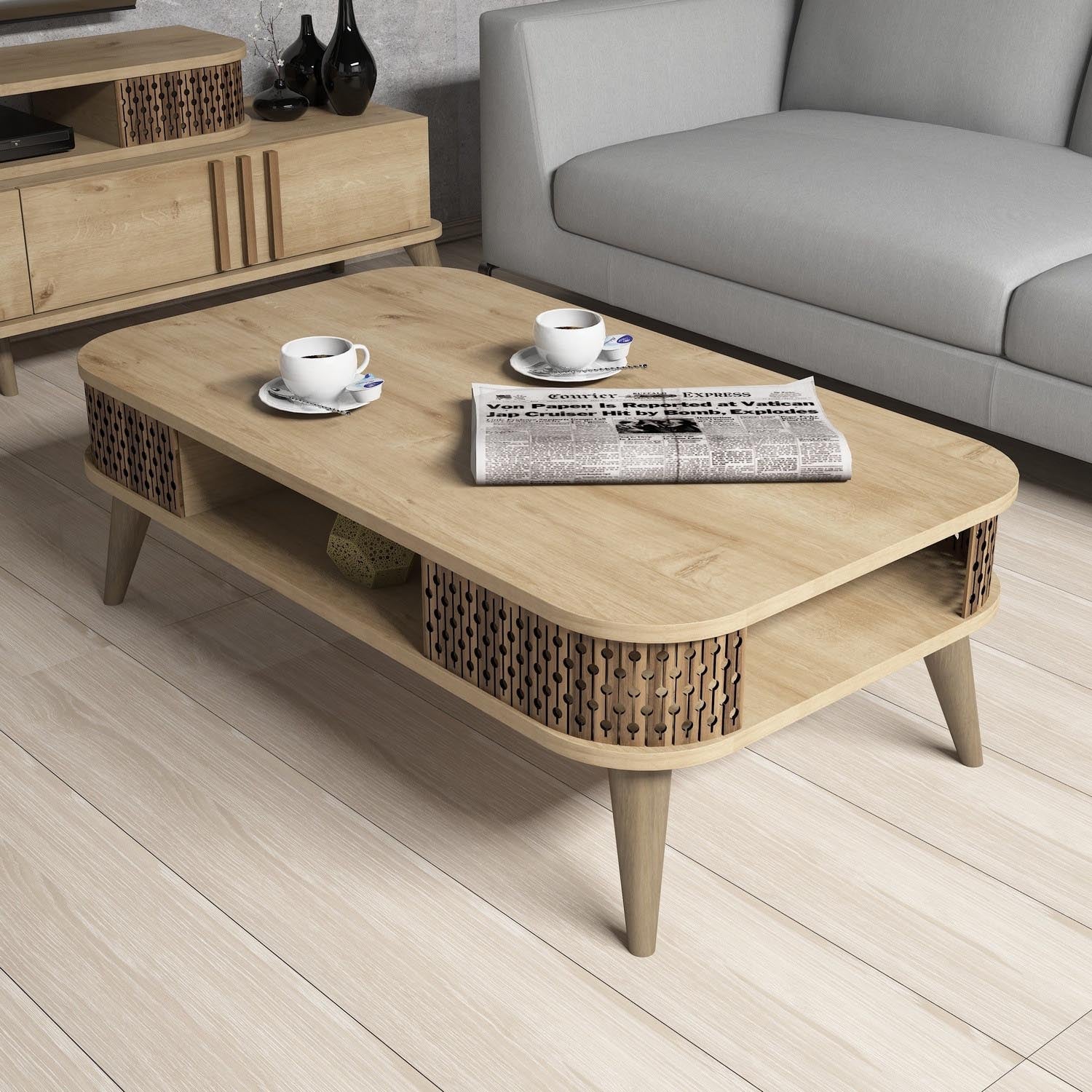 Eylül - Oak in Eiche präsentiert im Onlineshop von KAQTU Design AG. Beistelltisch ist von Hanah Home