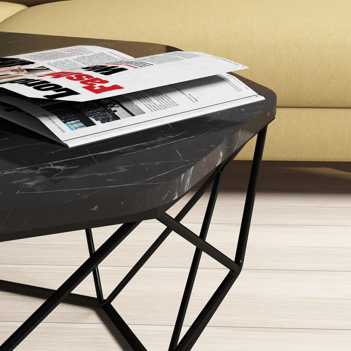Diamond Sofatisch - Schwarz in Schwarz präsentiert im Onlineshop von KAQTU Design AG. Couchtisch ist von Hanah Home