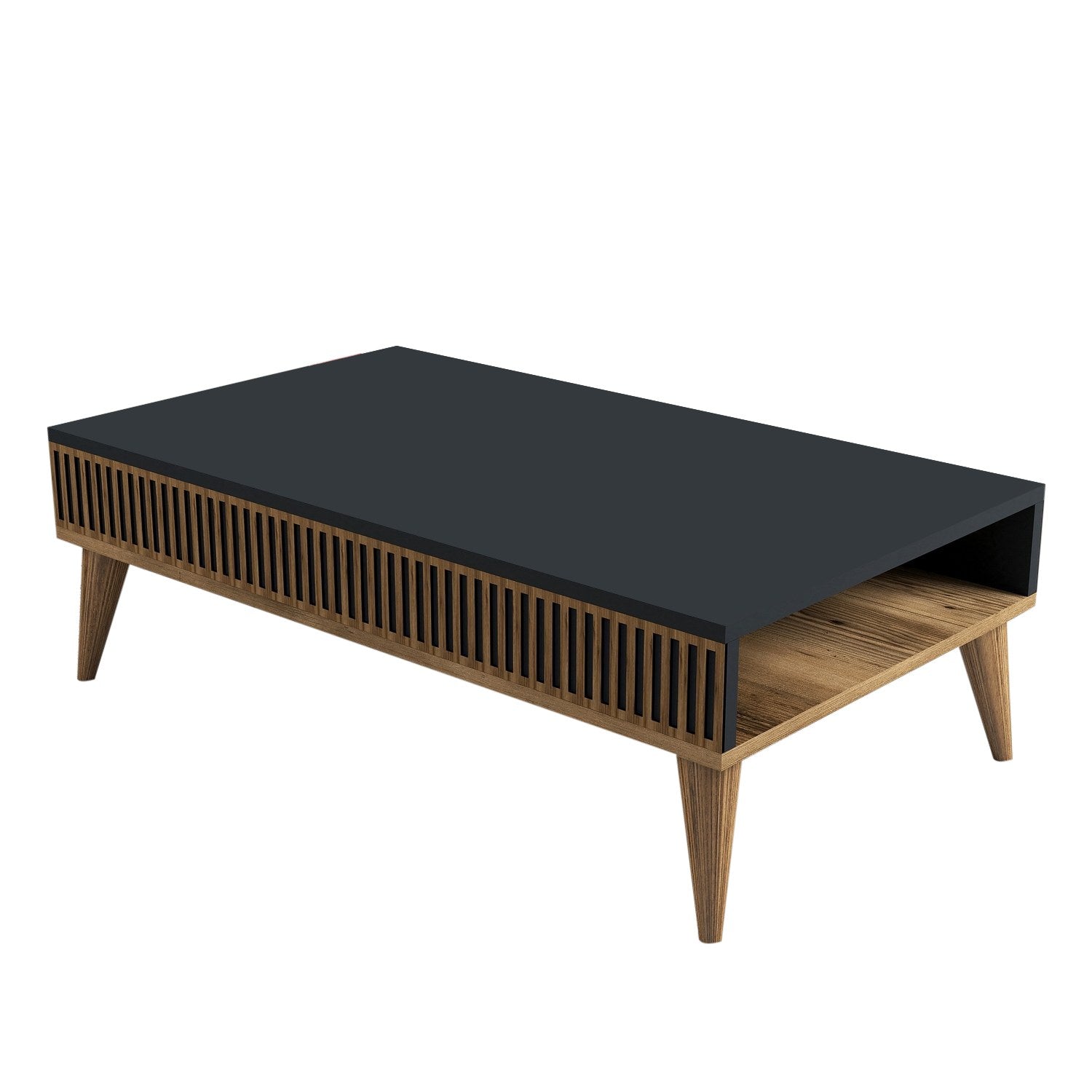 Milan - Walnut, Anthracite in Walnuss
 Anthrazit präsentiert im Onlineshop von KAQTU Design AG. Beistelltisch ist von Hanah Home