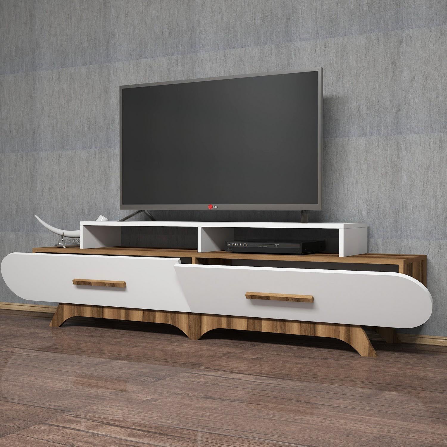 Flora - Walnut, White in Walnuss Weiss präsentiert im Onlineshop von KAQTU Design AG. Sideboard ist von Hanah Home