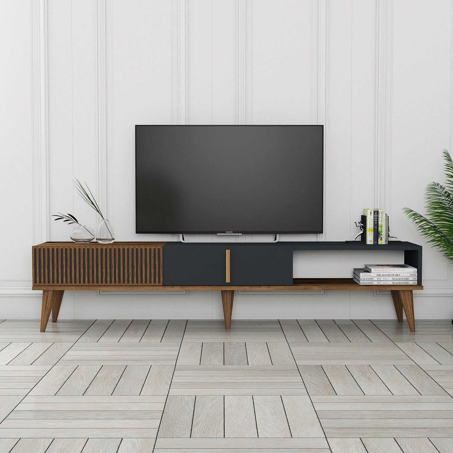 Milan Alt - Walnut, Anthracite in Walnuss
 Anthrazit präsentiert im Onlineshop von KAQTU Design AG. Sideboard ist von Hanah Home