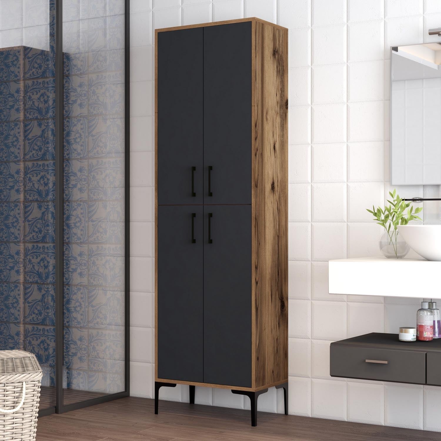 Berlin A - Walnut, Anthracite in Walnuss
 Anthrazit präsentiert im Onlineshop von KAQTU Design AG. Cabinet ist von Hanah Home