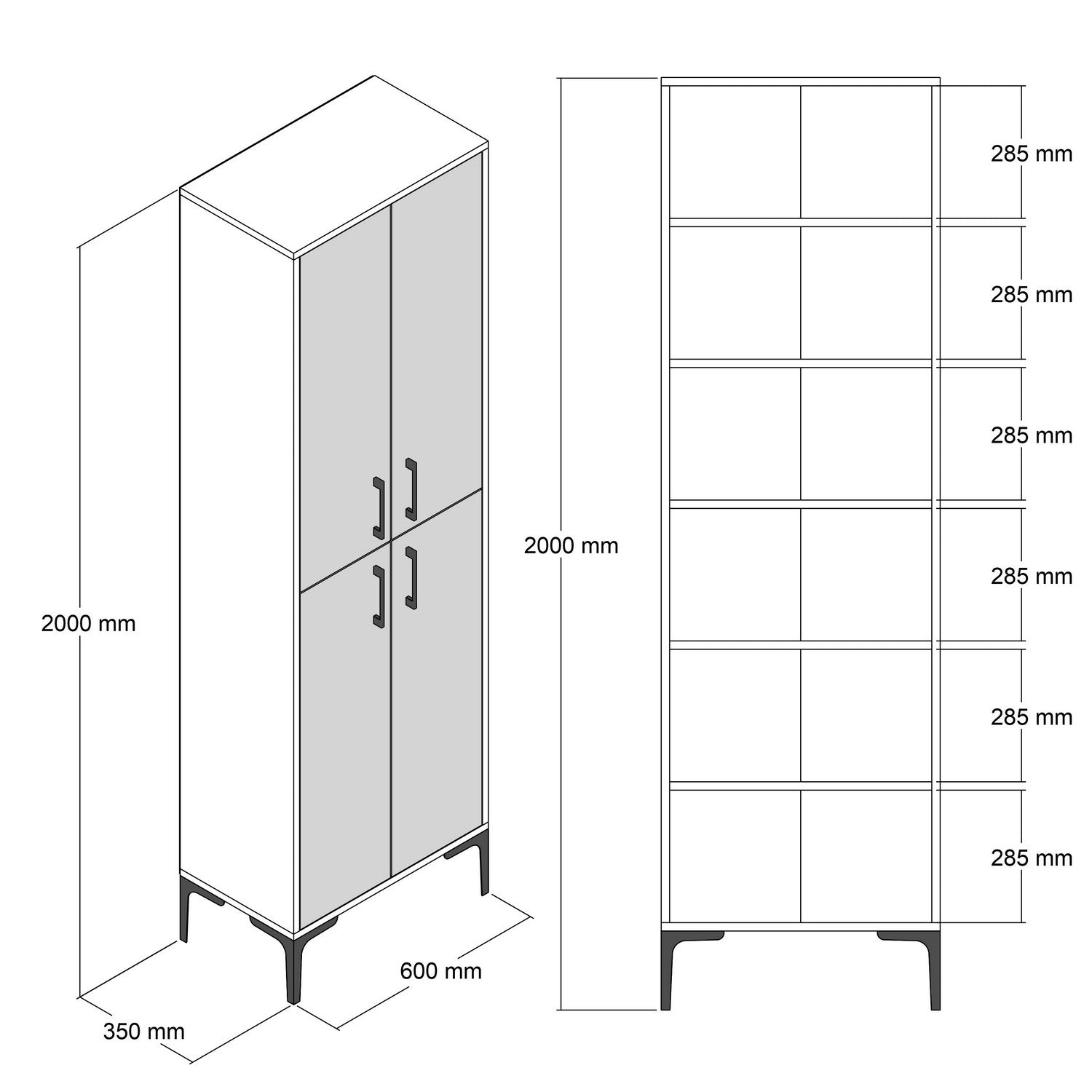 Berlin A - Walnut, Anthracite in Walnuss
 Anthrazit präsentiert im Onlineshop von KAQTU Design AG. Cabinet ist von Hanah Home