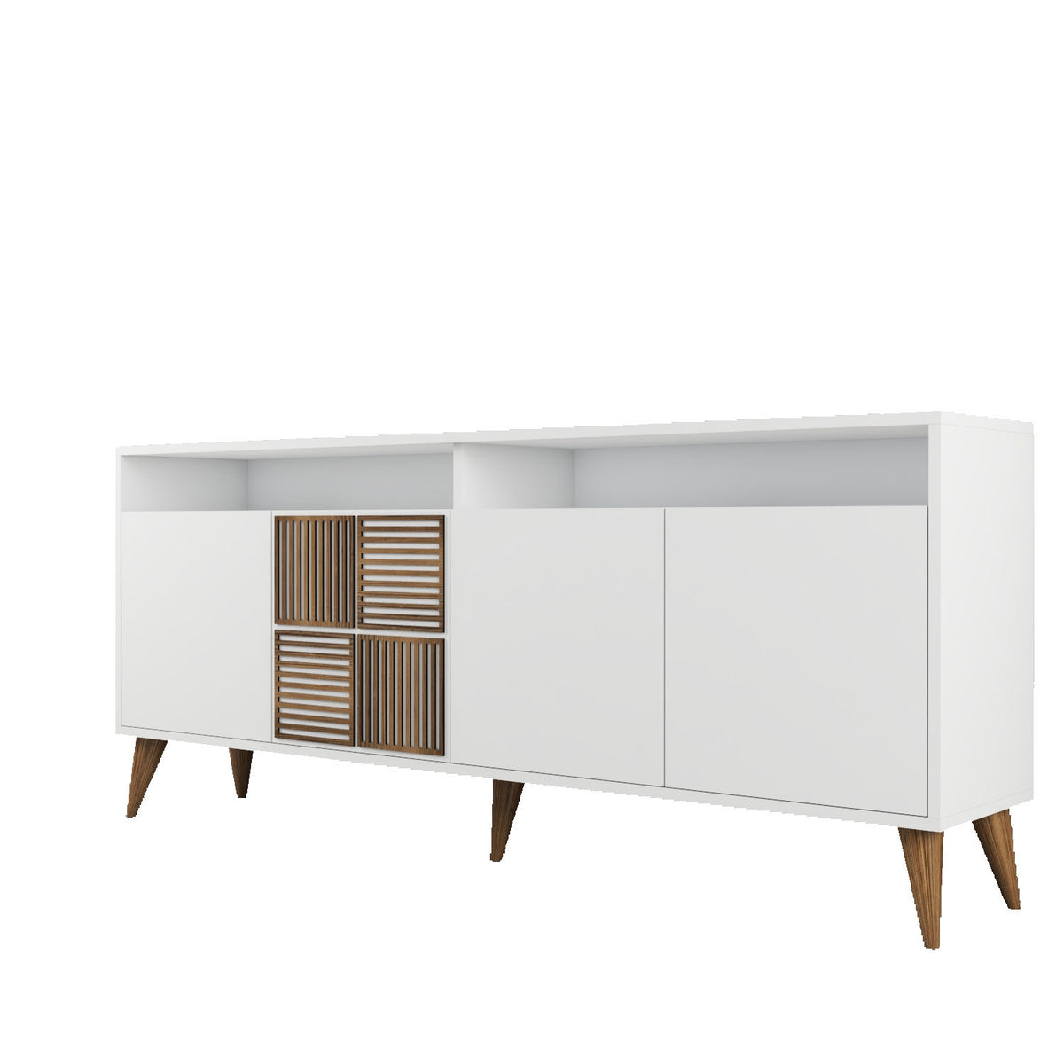 Milan High-Sideboard - Weiss in Weiss präsentiert im Onlineshop von KAQTU Design AG. High-Sideboard ist von Hanah Home