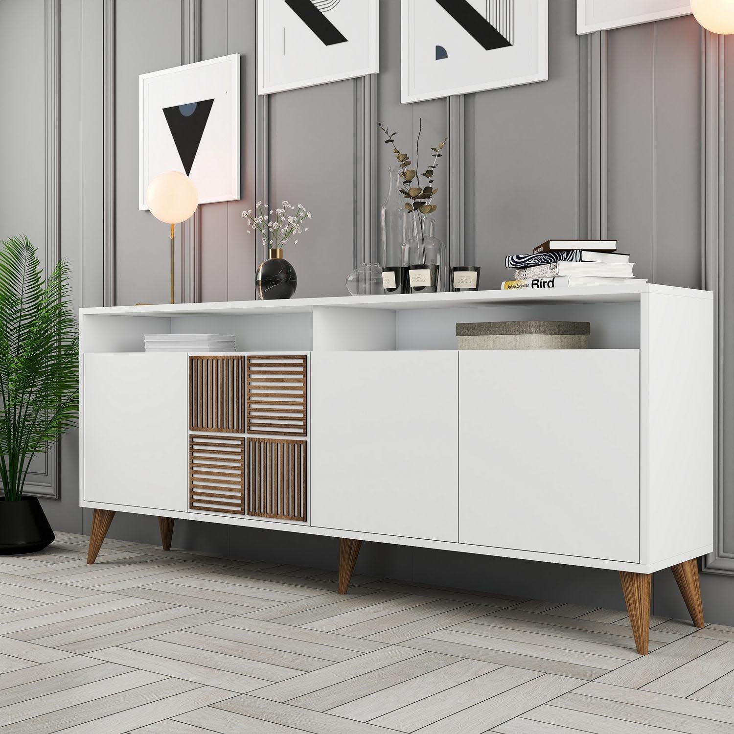 Milan - White in Weiss präsentiert im Onlineshop von KAQTU Design AG. High-Sideboard ist von Hanah Home