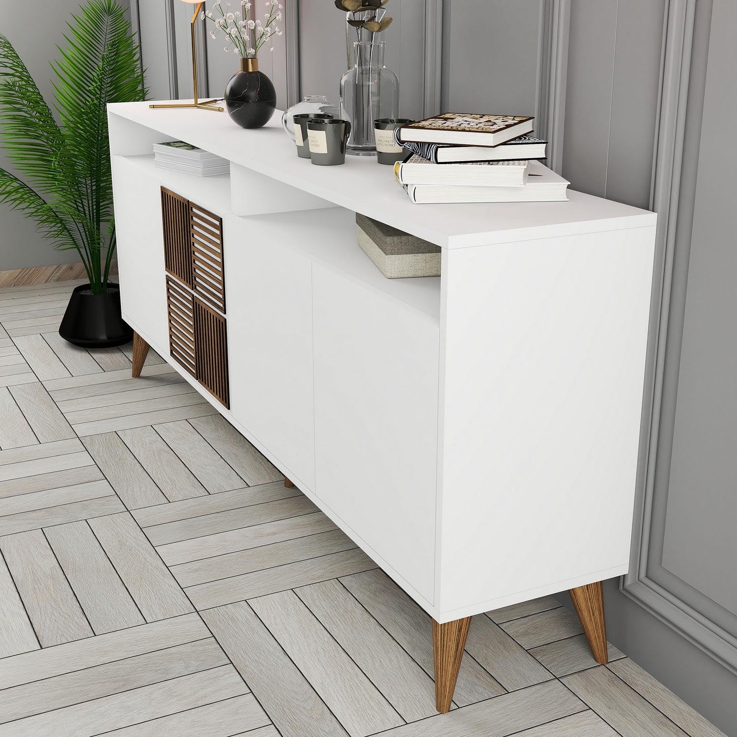 Milan - White in Weiss präsentiert im Onlineshop von KAQTU Design AG. High-Sideboard ist von Hanah Home