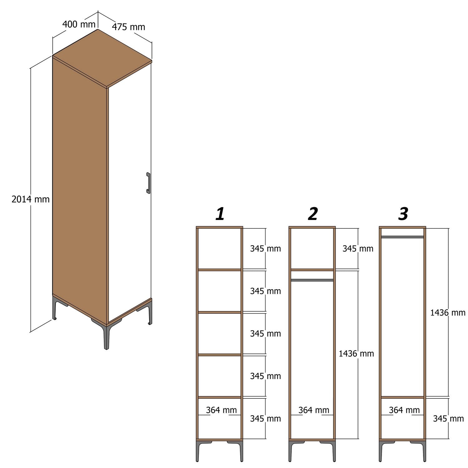 Kumsal P - Walnut in Walnuss präsentiert im Onlineshop von KAQTU Design AG. Garderobe ist von Hanah Home