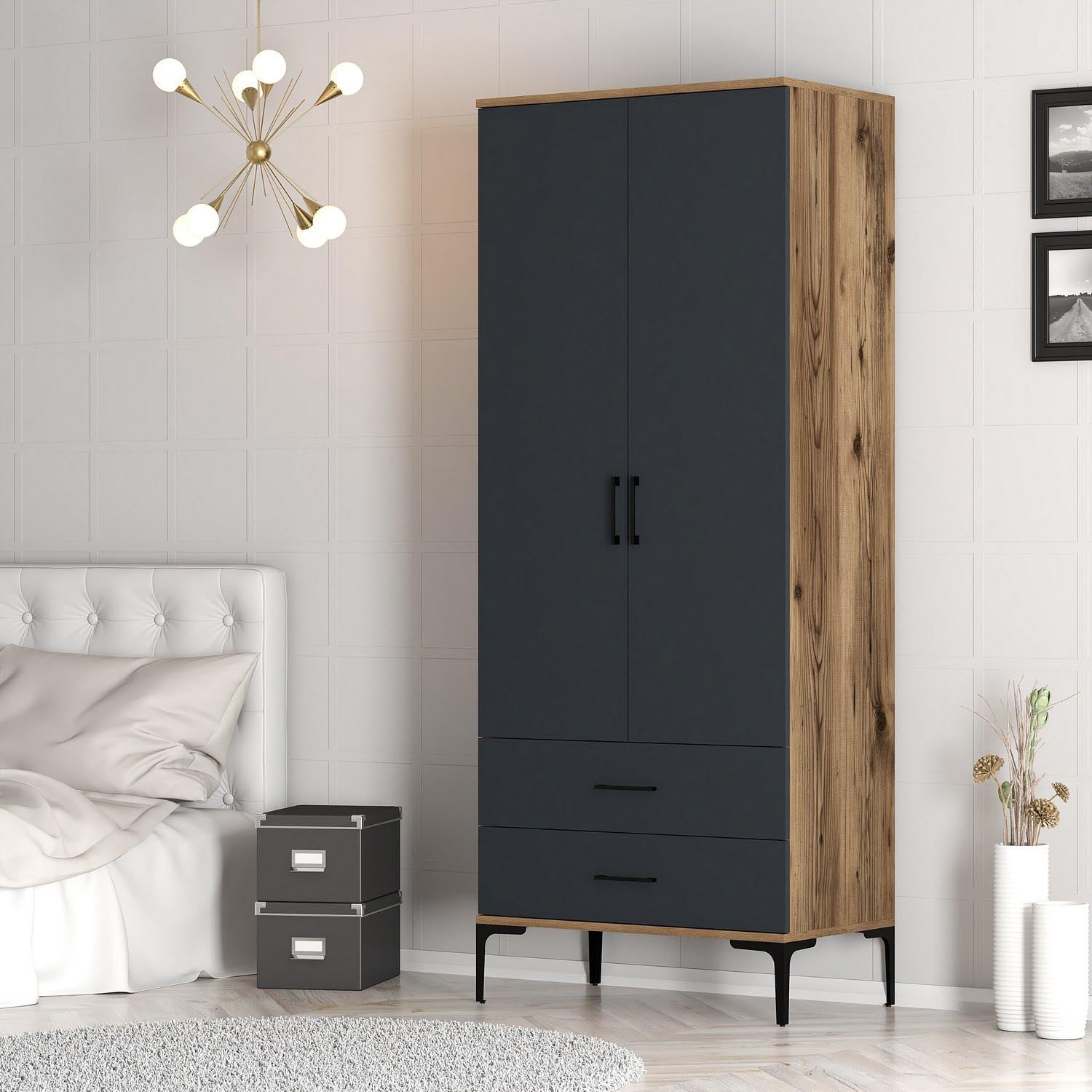 Kumsal T - Walnut, Anthracite in Walnuss
 Anthrazit präsentiert im Onlineshop von KAQTU Design AG. Garderobe ist von Hanah Home