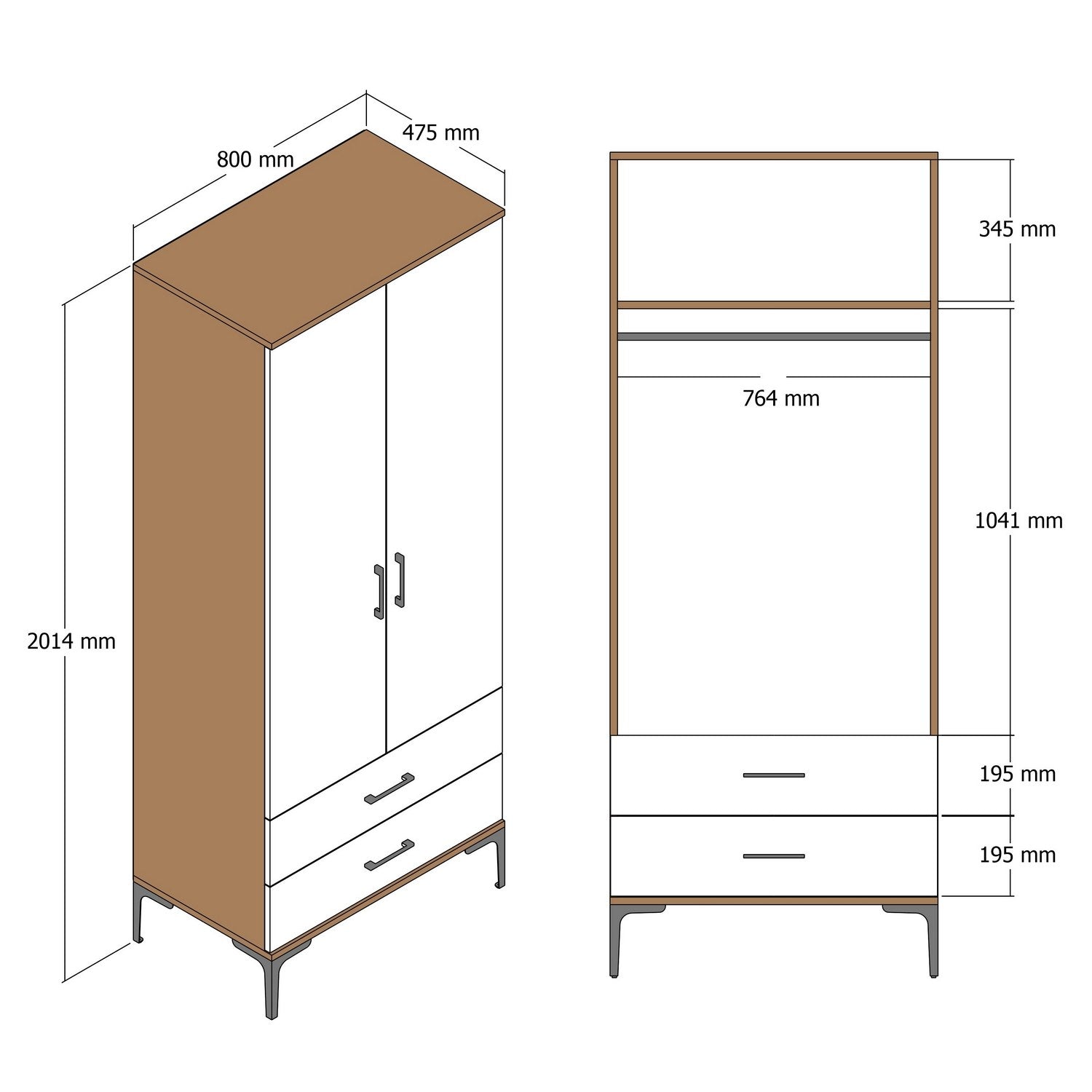 Kumsal T - Walnut, Anthracite in Walnuss
 Anthrazit präsentiert im Onlineshop von KAQTU Design AG. Garderobe ist von Hanah Home