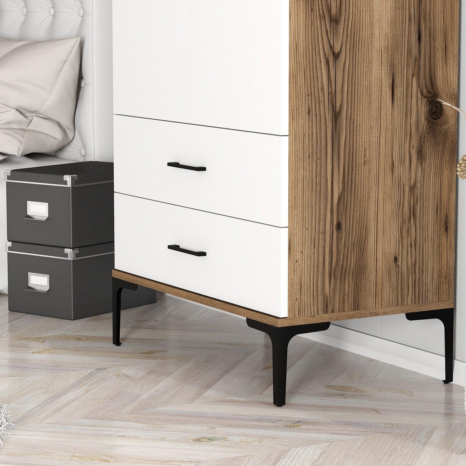 Kumsal T - Walnut, White in Walnuss Weiss präsentiert im Onlineshop von KAQTU Design AG. Garderobe ist von Hanah Home