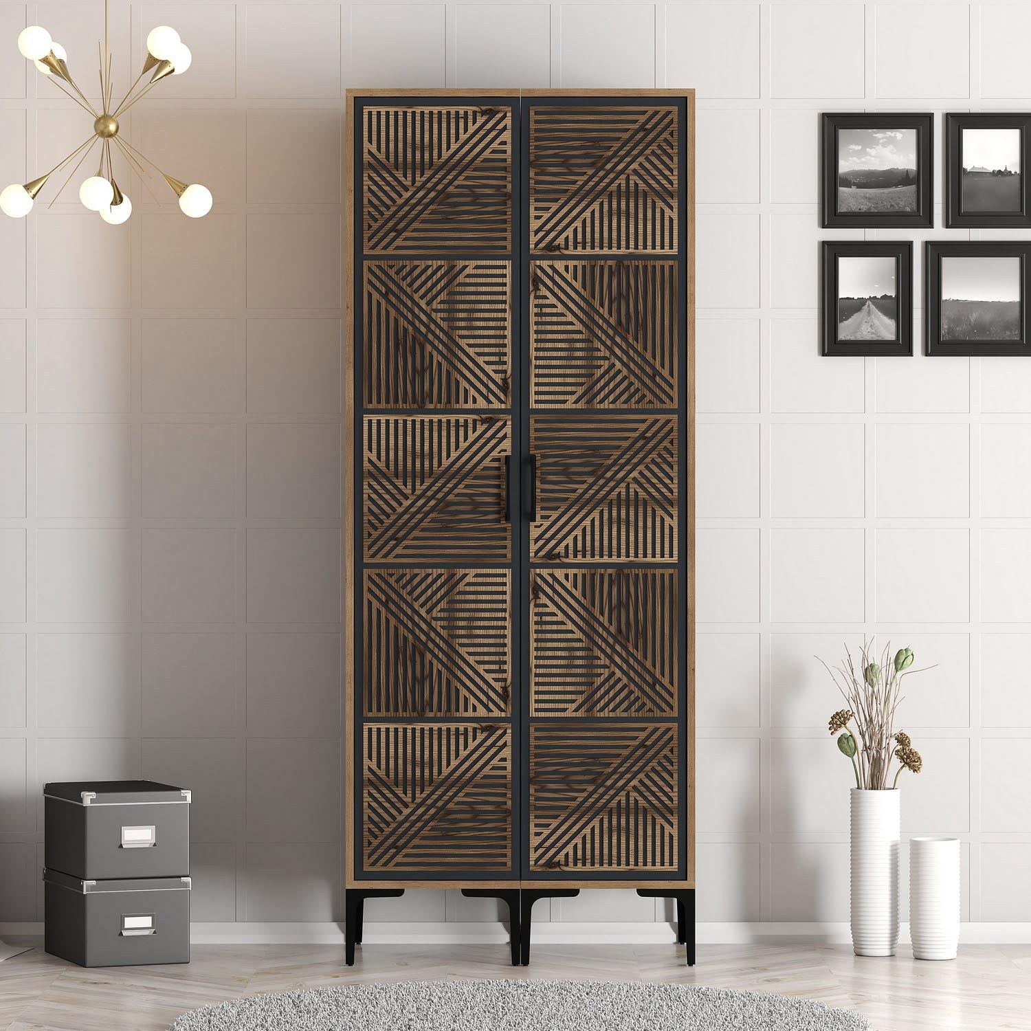 Kumsal PP - Walnut, Anthracite in Walnuss
 Anthrazit präsentiert im Onlineshop von KAQTU Design AG. Garderobe ist von Hanah Home