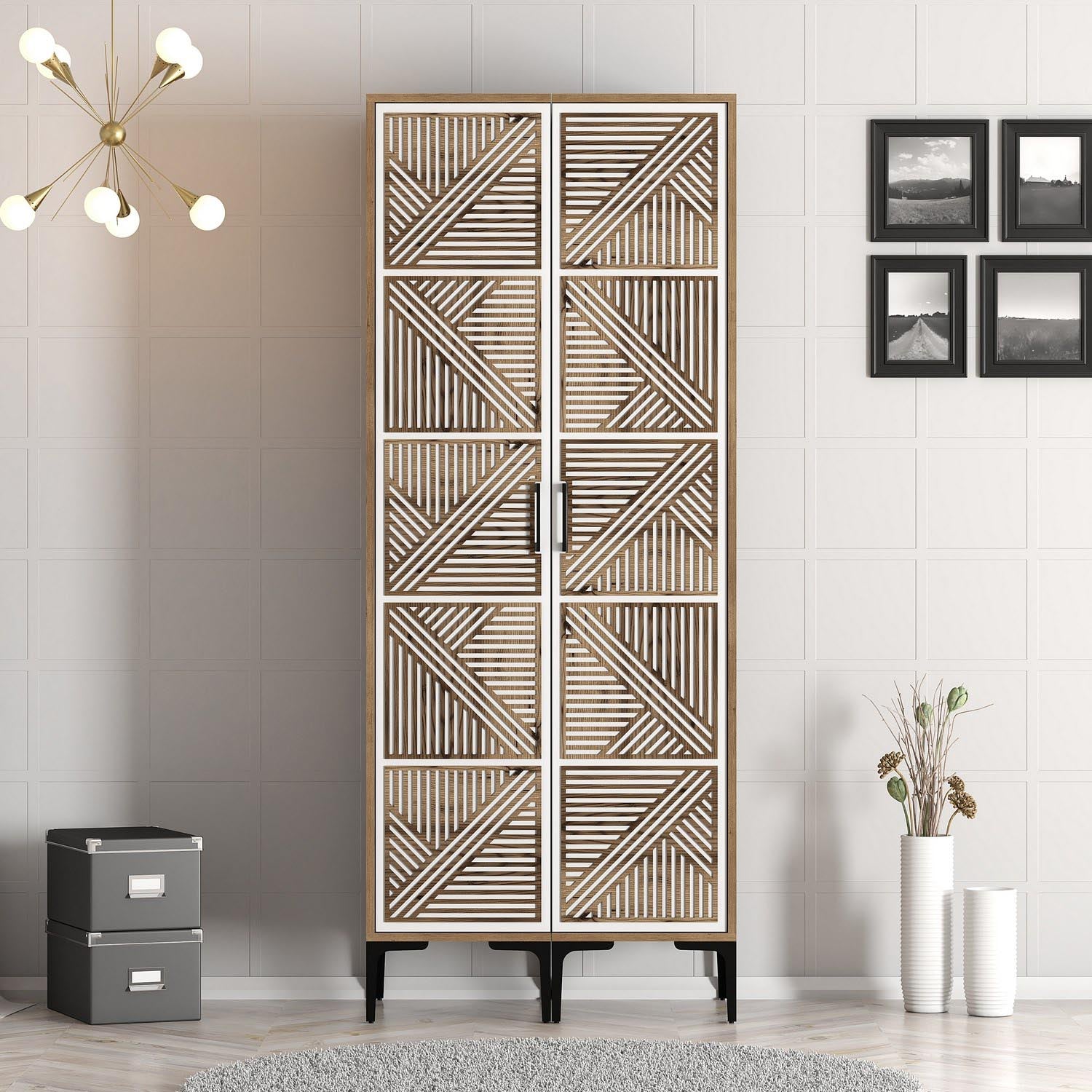 Kumsal PP - Walnut, White in Walnuss Weiss präsentiert im Onlineshop von KAQTU Design AG. Garderobe ist von Hanah Home