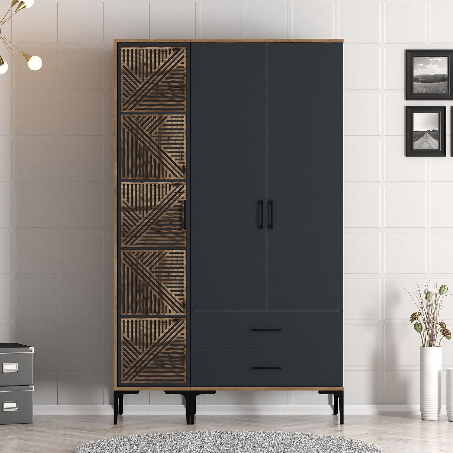Kumsal PT - Walnut, Anthracite in Walnuss
 Anthrazit präsentiert im Onlineshop von KAQTU Design AG. Garderobe ist von Hanah Home