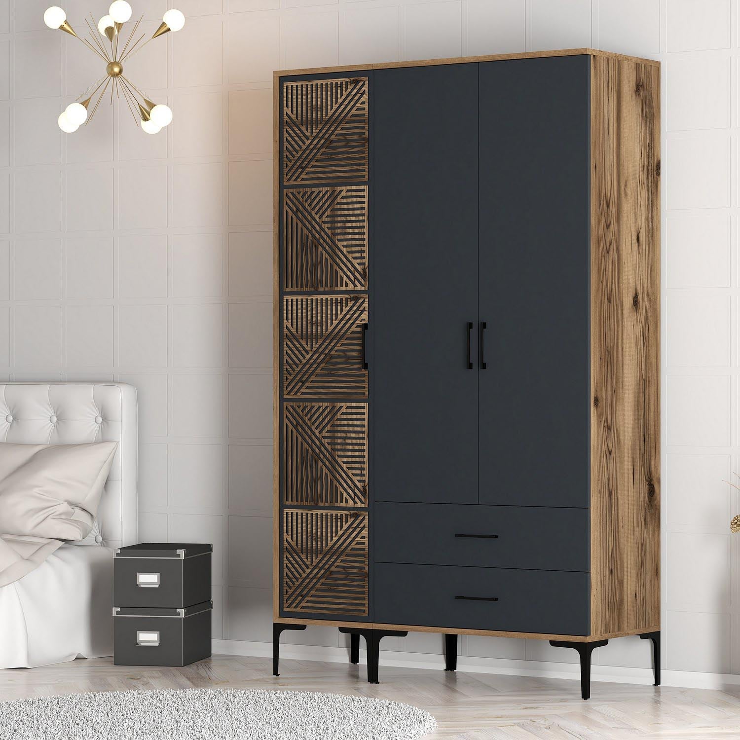 Kumsal PT - Walnut, Anthracite in Walnuss
 Anthrazit präsentiert im Onlineshop von KAQTU Design AG. Garderobe ist von Hanah Home
