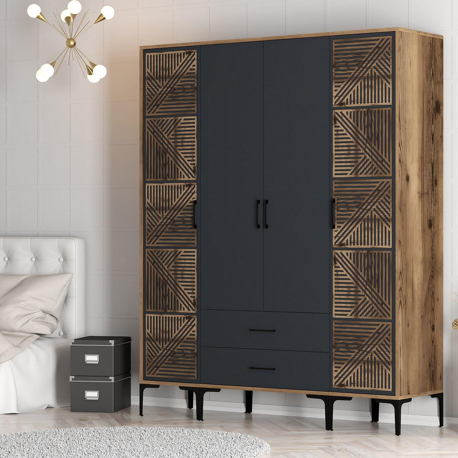 Kumsal PTP - Walnut, Anthracite in Walnuss
 Anthrazit präsentiert im Onlineshop von KAQTU Design AG. Garderobe ist von Hanah Home