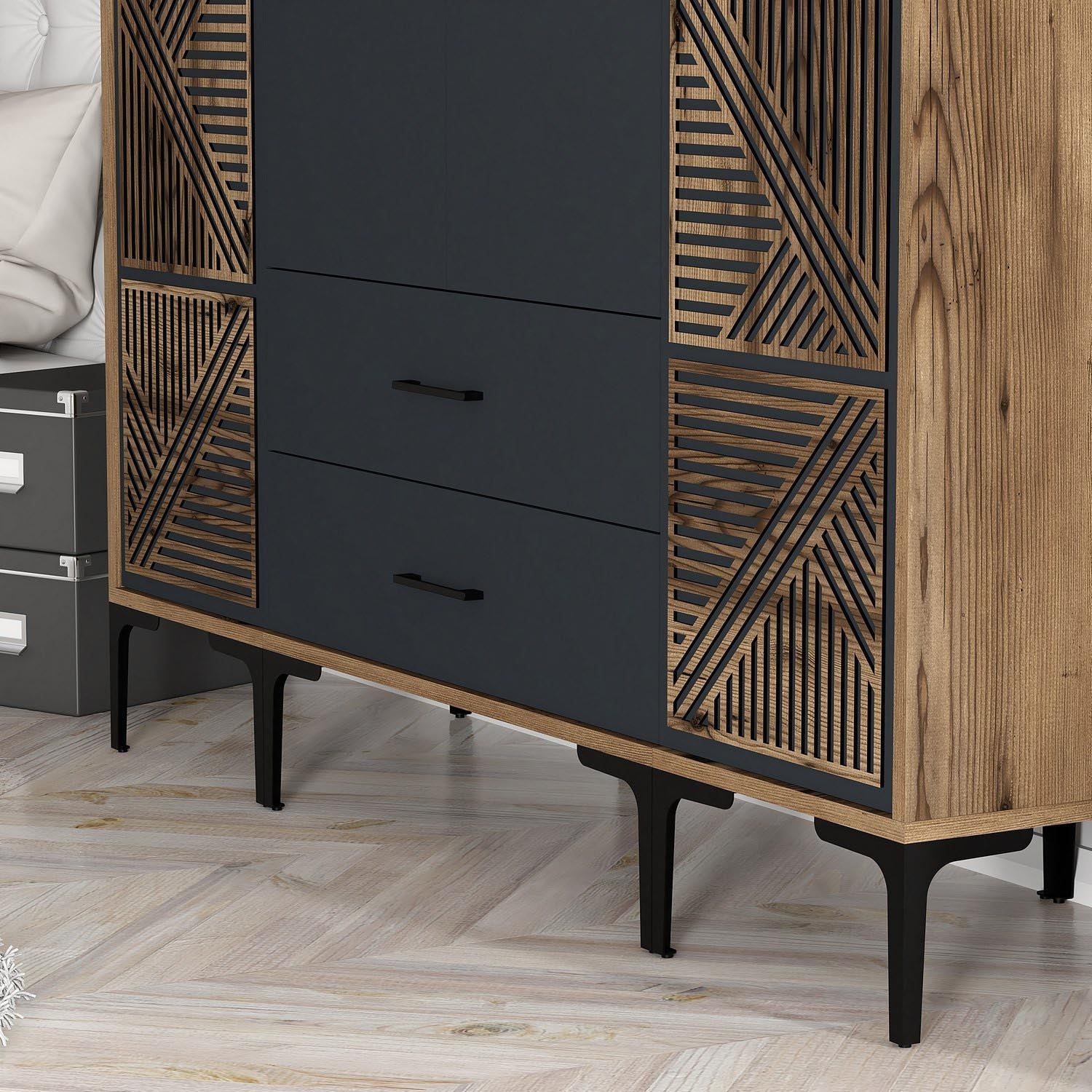 Kumsal PTP - Walnut, Anthracite in Walnuss
 Anthrazit präsentiert im Onlineshop von KAQTU Design AG. Garderobe ist von Hanah Home