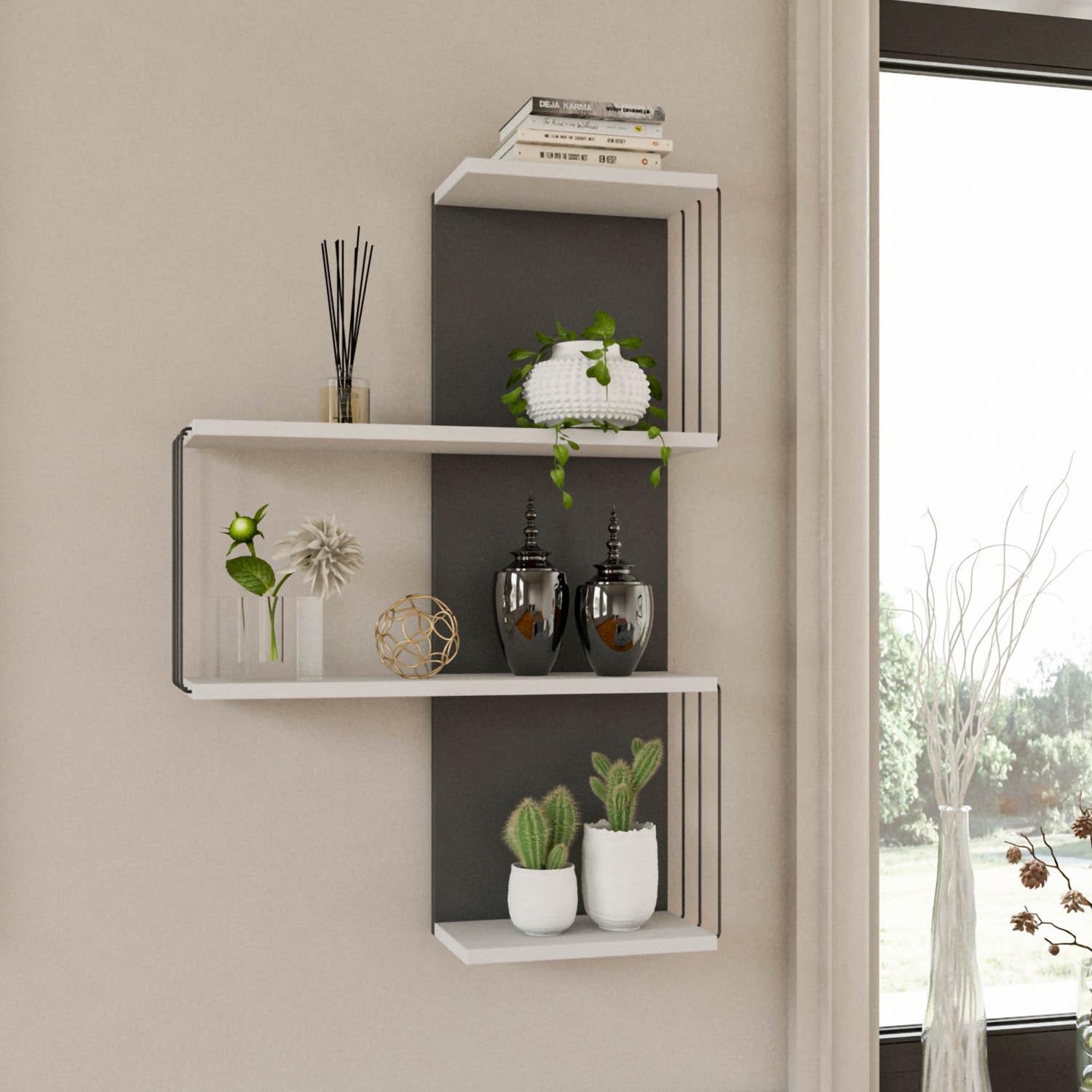 Cambel - Anthracite in Weiss
 Anthrazit präsentiert im Onlineshop von KAQTU Design AG. Wandregal ist von Hanah Home