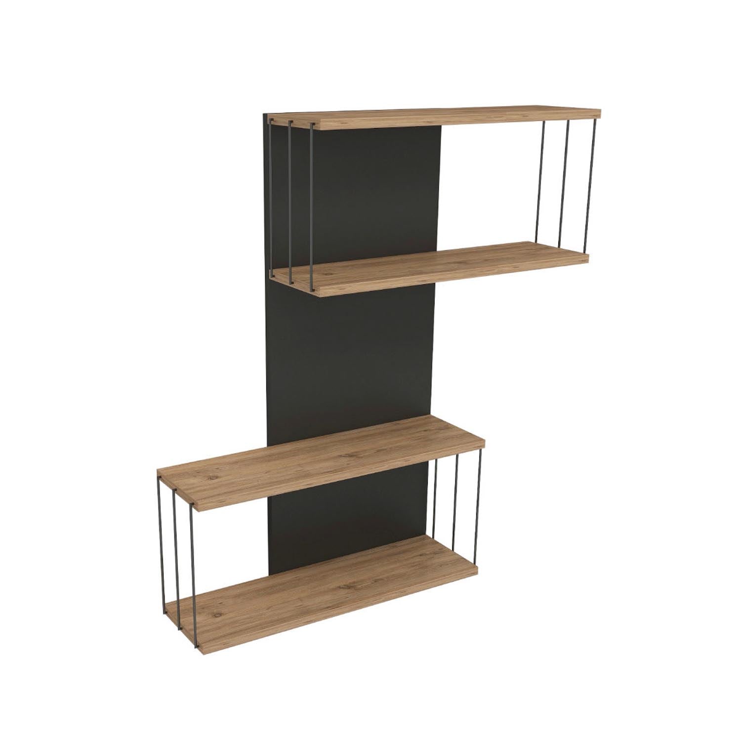 Destan - Anthracite, Pine in Anthrazit Eiche präsentiert im Onlineshop von KAQTU Design AG. Wandregal ist von Hanah Home