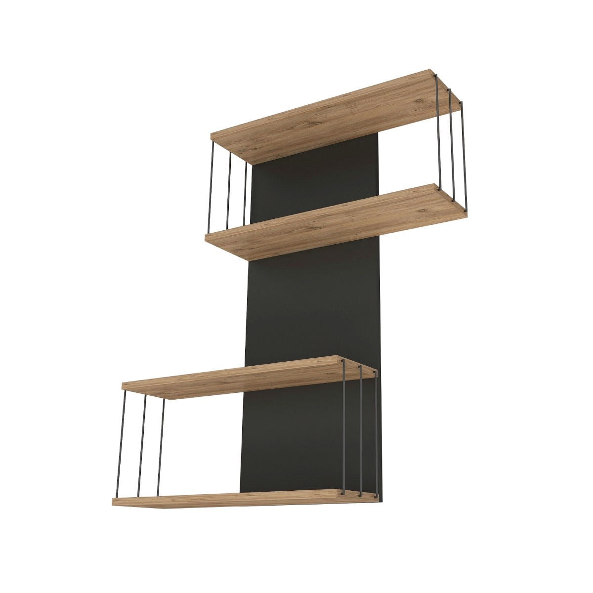 Destan - Anthracite, Pine in Anthrazit Eiche präsentiert im Onlineshop von KAQTU Design AG. Wandregal ist von Hanah Home