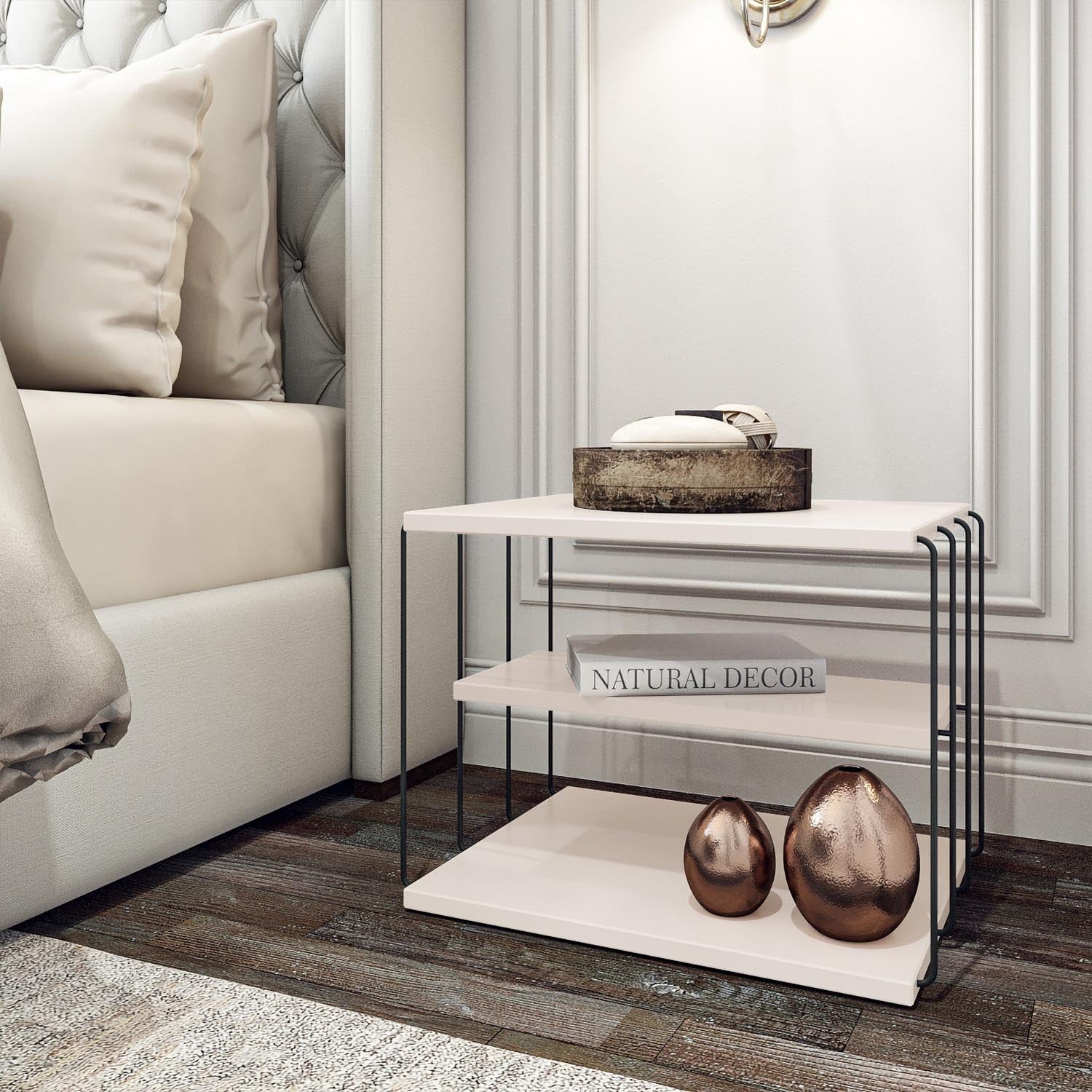 Lifon -White in Weiss Schwarz präsentiert im Onlineshop von KAQTU Design AG. Beistelltisch ist von Hanah Home