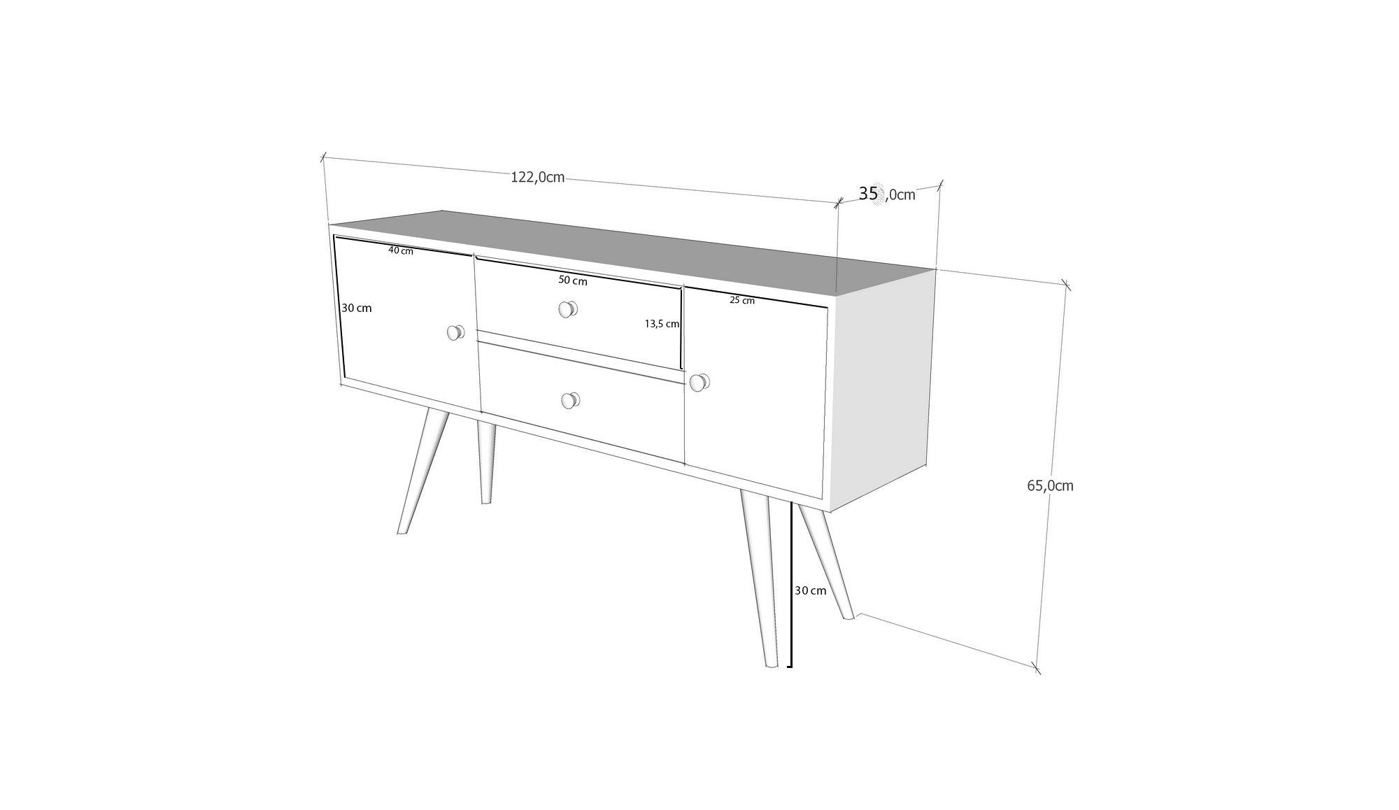 Odense in Weisser Walnuss präsentiert im Onlineshop von KAQTU Design AG. Sideboard ist von Hanah Home