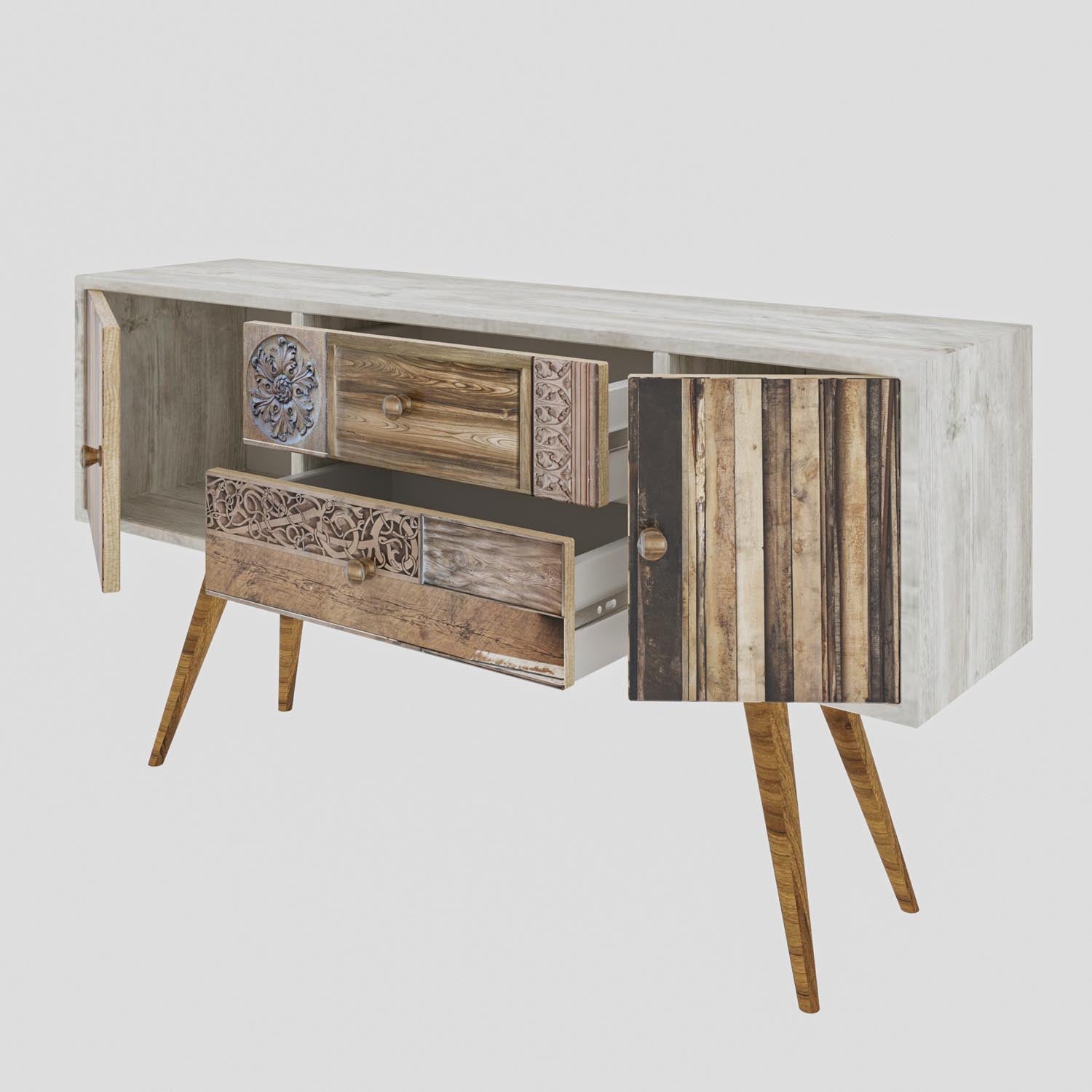 Odense in Weisser Walnuss präsentiert im Onlineshop von KAQTU Design AG. Sideboard ist von Hanah Home