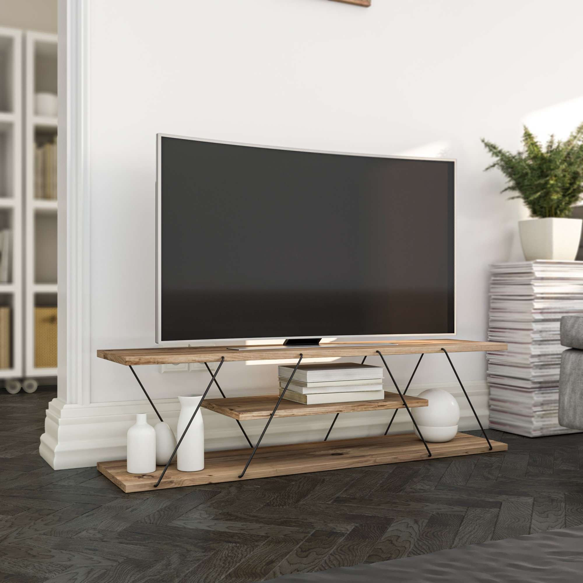 Canaz v2 - Black, Walnut in Schwarznuss präsentiert im Onlineshop von KAQTU Design AG. Sideboard ist von Hanah Home