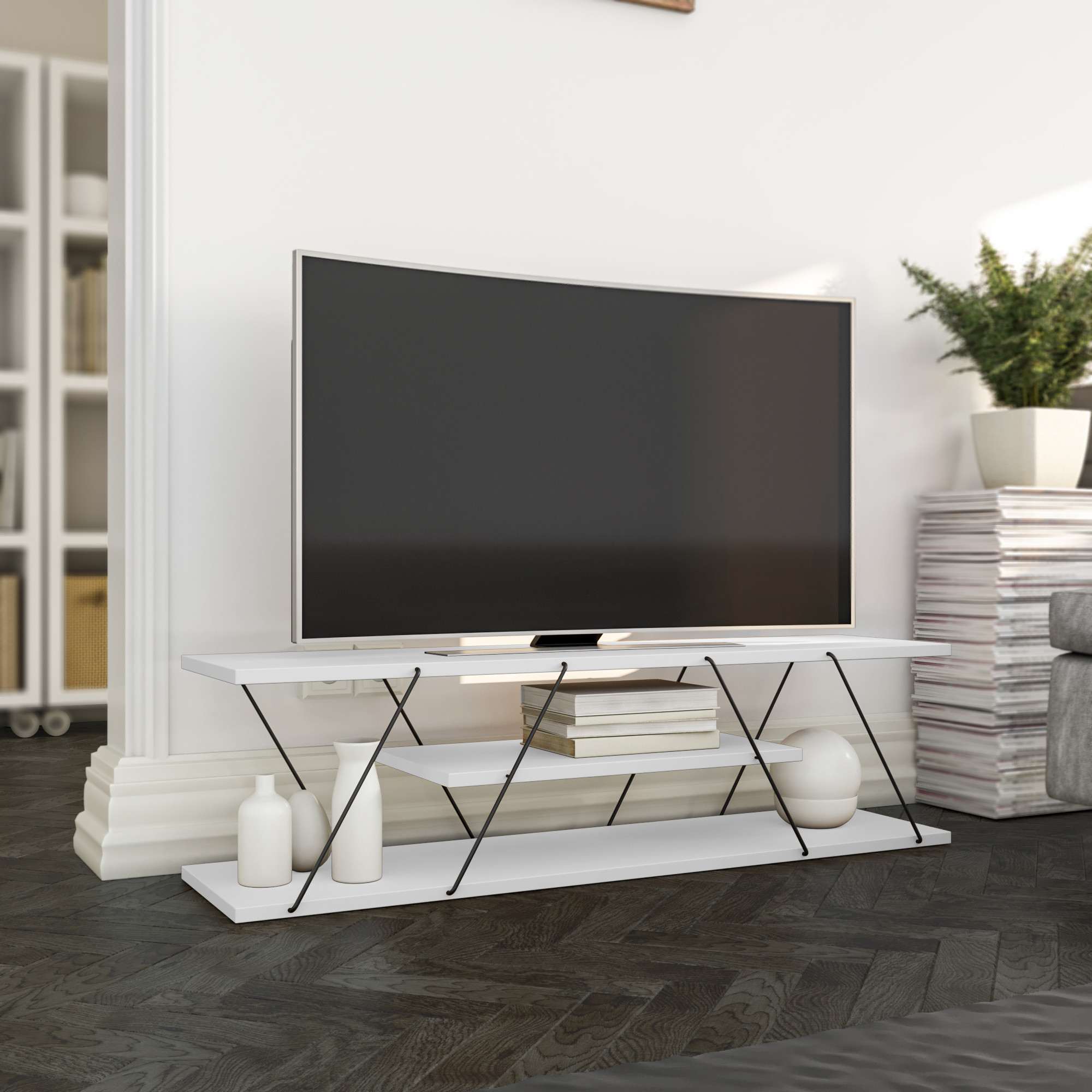 Canaz v2 - White, Black in Weiss Schwarz präsentiert im Onlineshop von KAQTU Design AG. Sideboard ist von Hanah Home