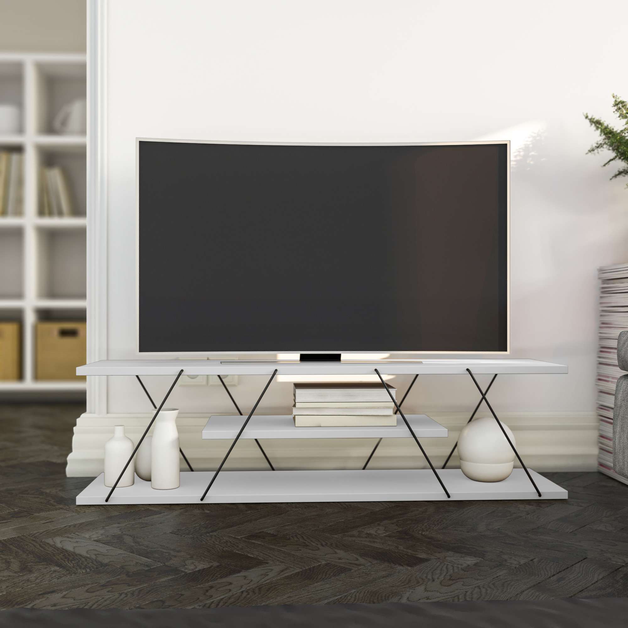 Canaz v2 - White, Black in Weiss Schwarz präsentiert im Onlineshop von KAQTU Design AG. Sideboard ist von Hanah Home