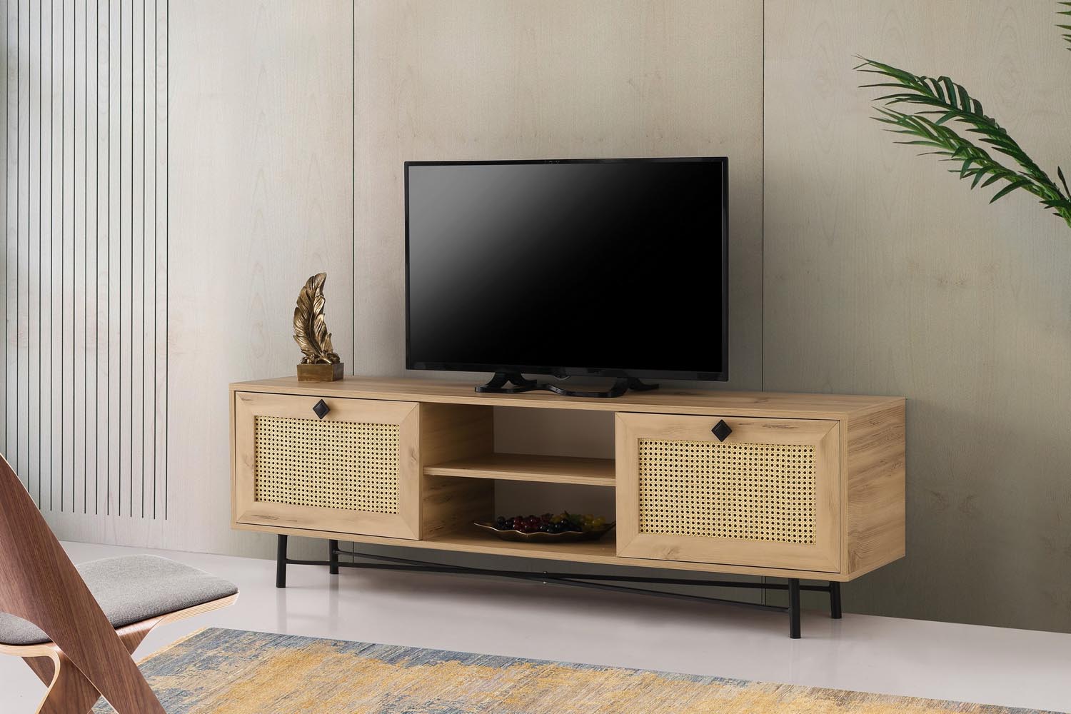 Begonya 180 in Eiche Schwarz präsentiert im Onlineshop von KAQTU Design AG. Sideboard ist von Hanah Home