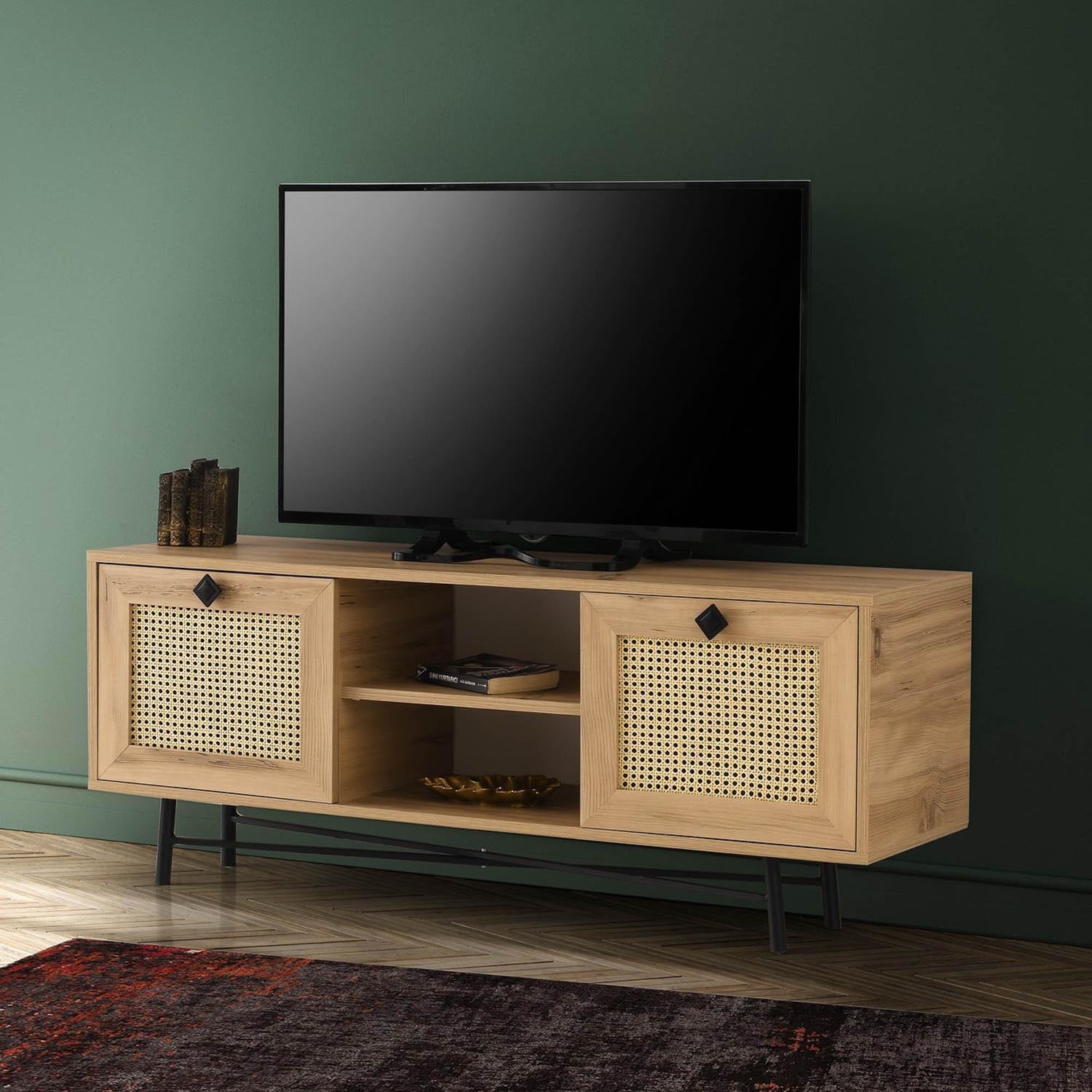 Begonya 140 in Eiche Schwarz präsentiert im Onlineshop von KAQTU Design AG. Sideboard ist von Hanah Home