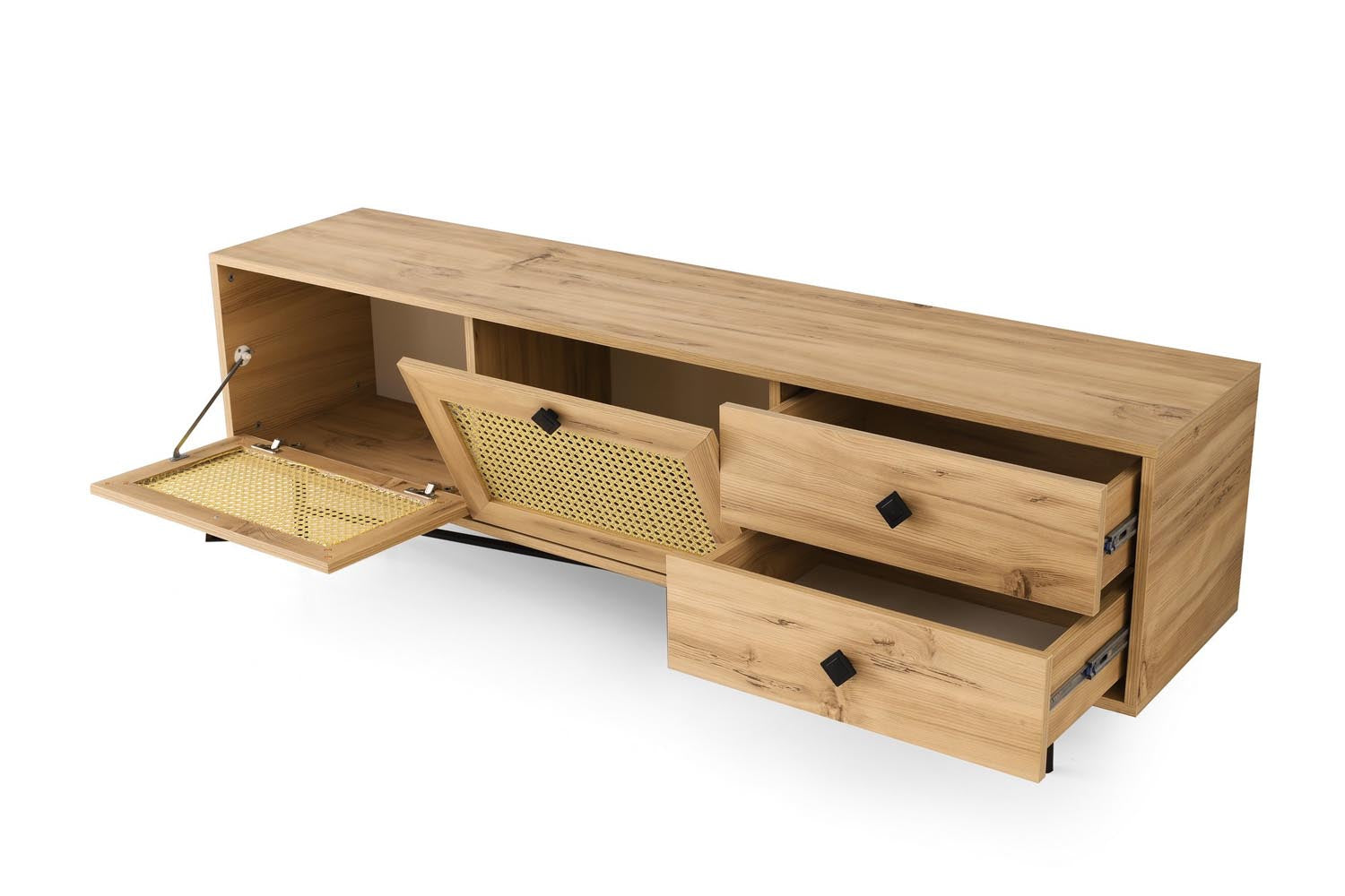 Hapsiyas 180 in Eiche Schwarz präsentiert im Onlineshop von KAQTU Design AG. Sideboard ist von Hanah Home