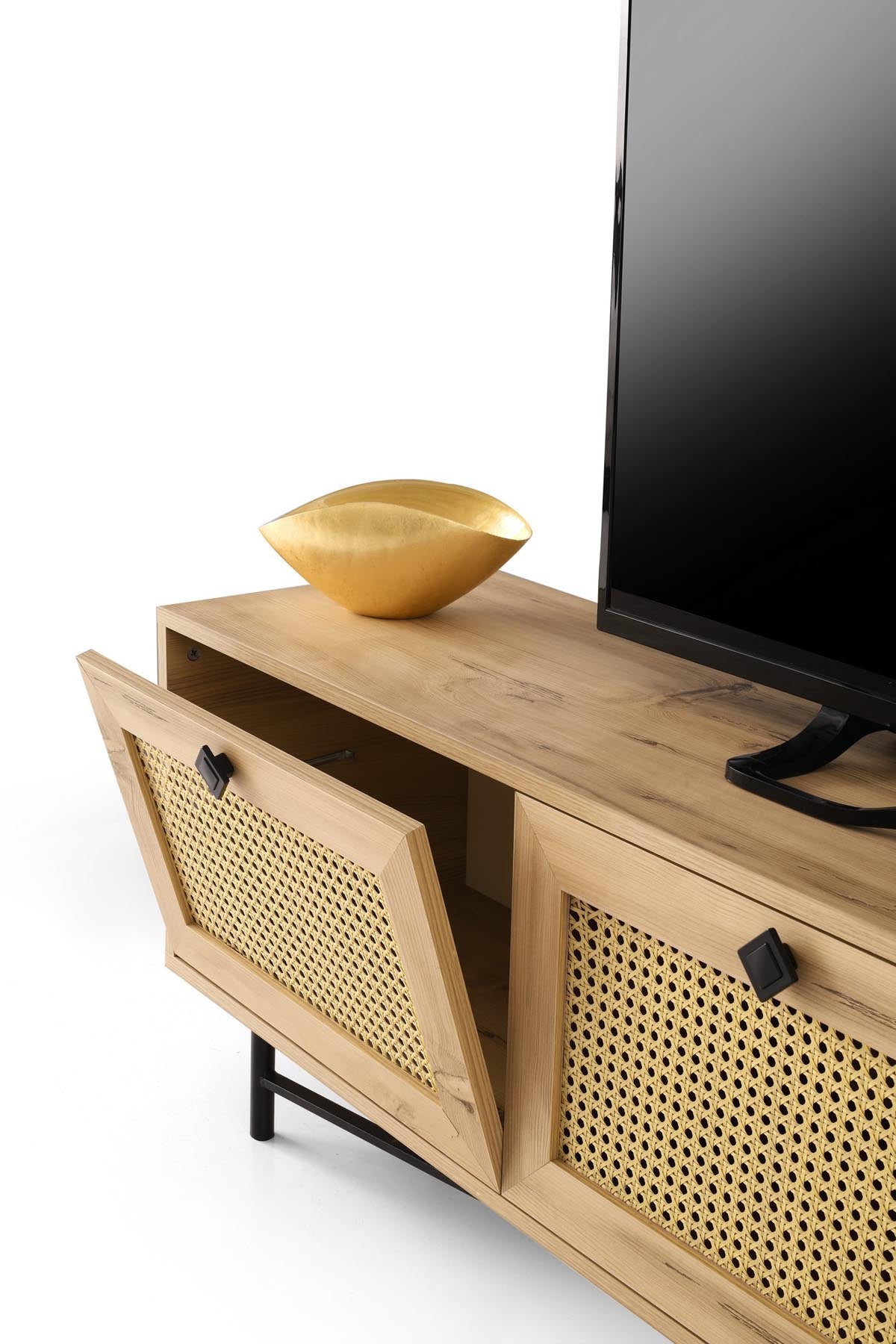 Hapsiyas 180 in Eiche Schwarz präsentiert im Onlineshop von KAQTU Design AG. Sideboard ist von Hanah Home