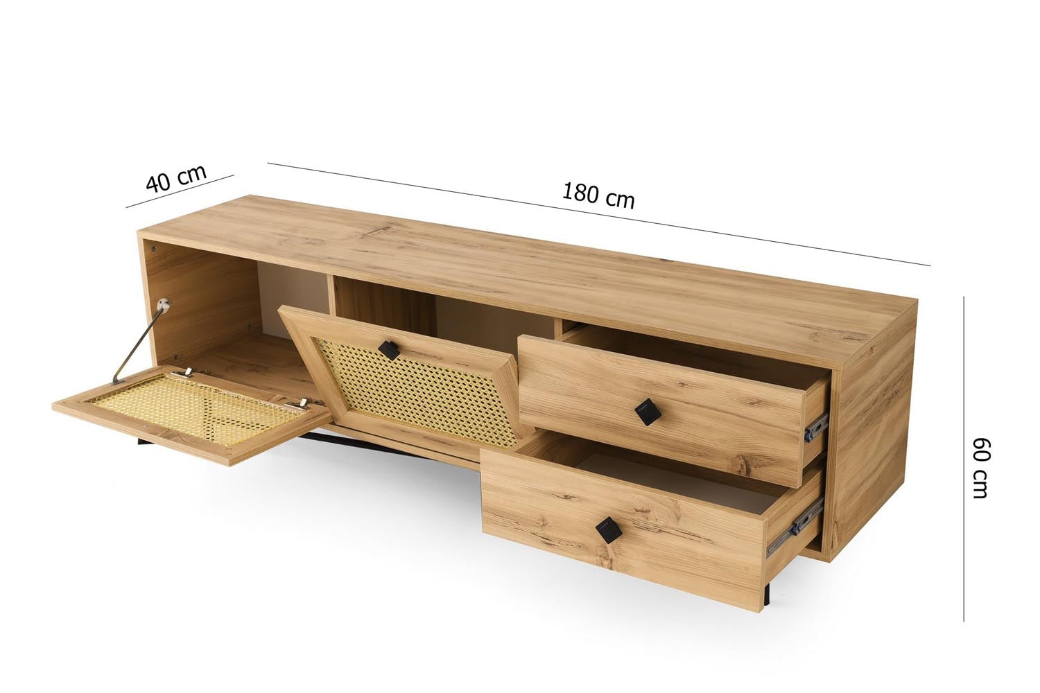 Hapsiyas 180 in Eiche Schwarz präsentiert im Onlineshop von KAQTU Design AG. Sideboard ist von Hanah Home
