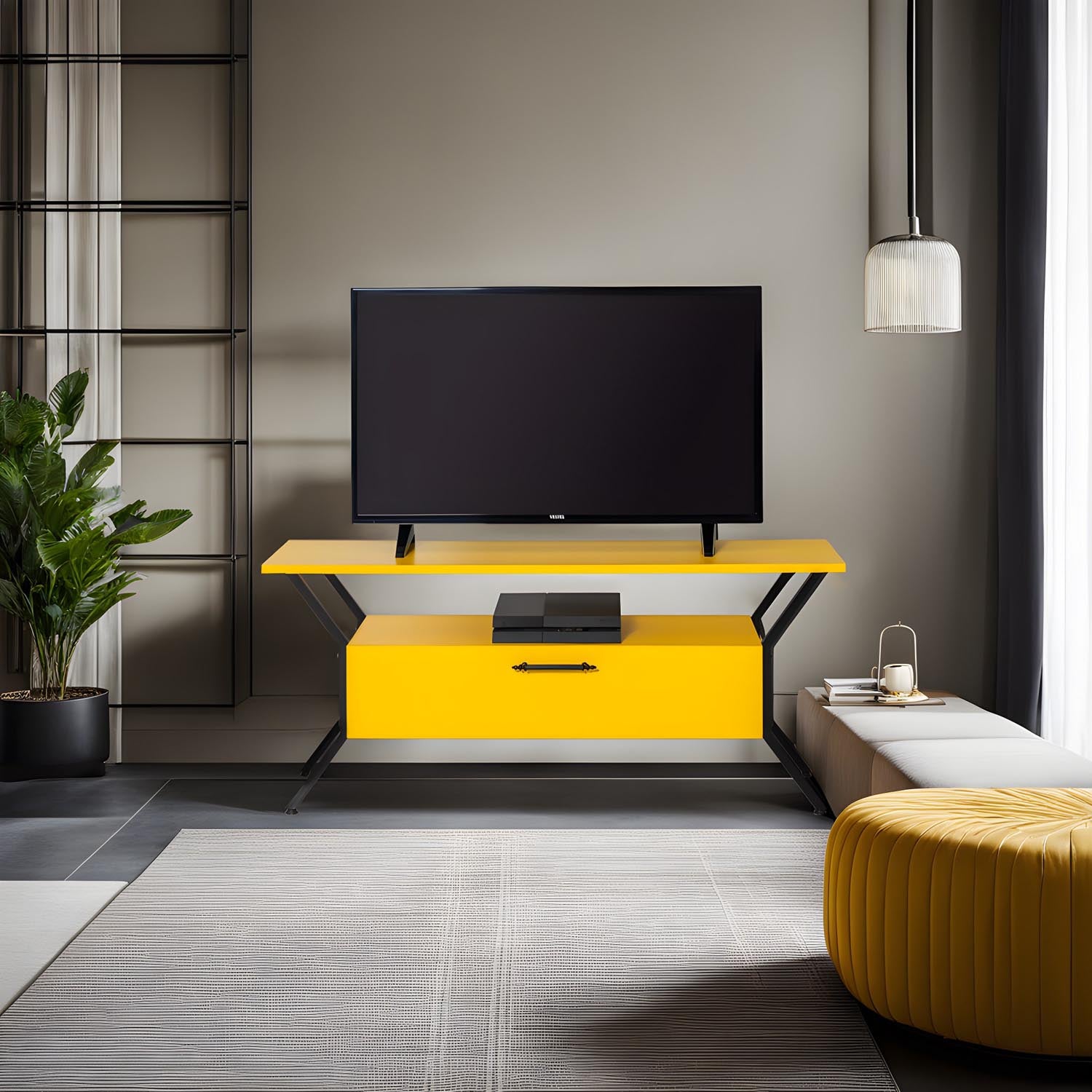 Tarz - Yellow in Gelb Schwarz präsentiert im Onlineshop von KAQTU Design AG. Sideboard ist von Hanah Home
