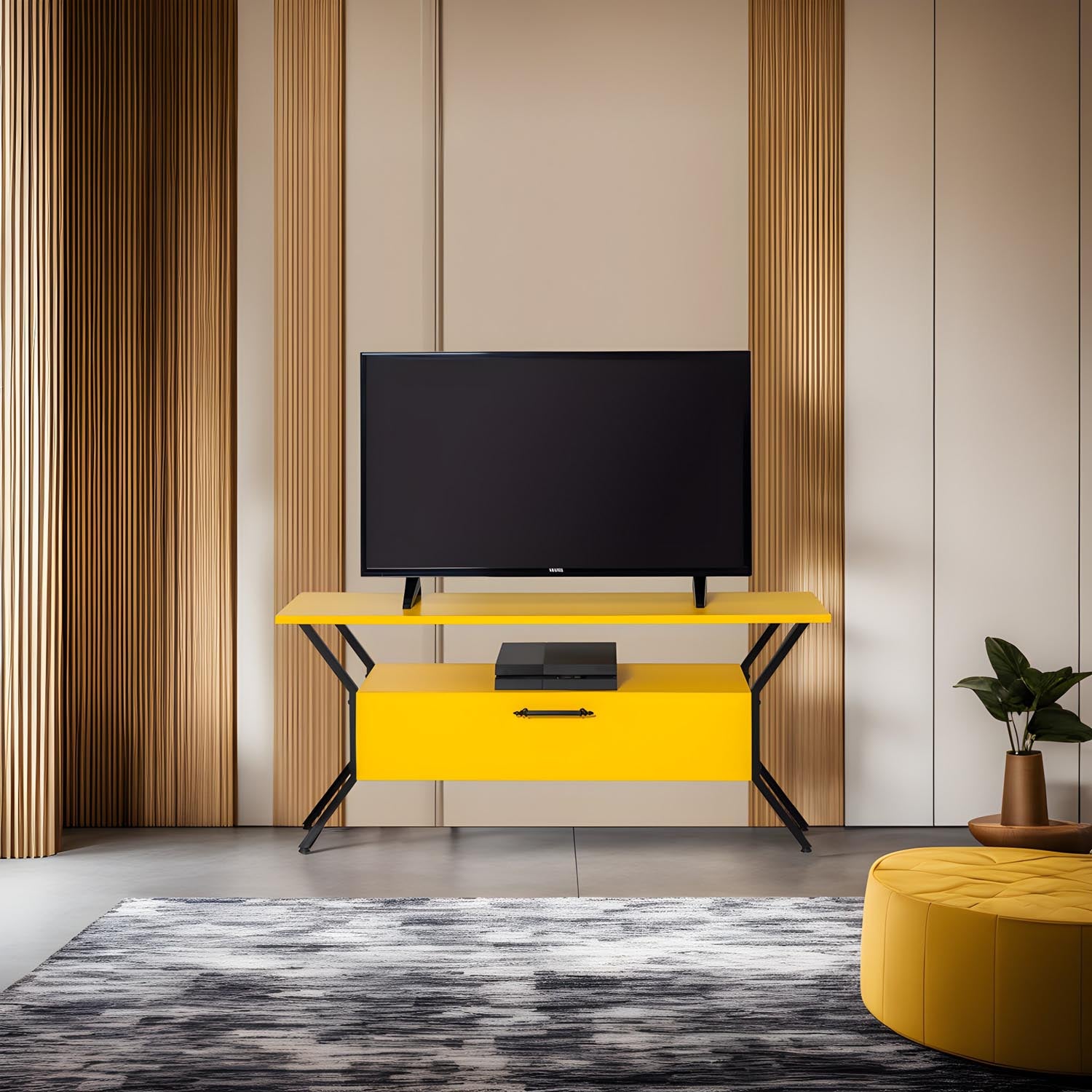Tarz - Yellow in Gelb Schwarz präsentiert im Onlineshop von KAQTU Design AG. Sideboard ist von Hanah Home