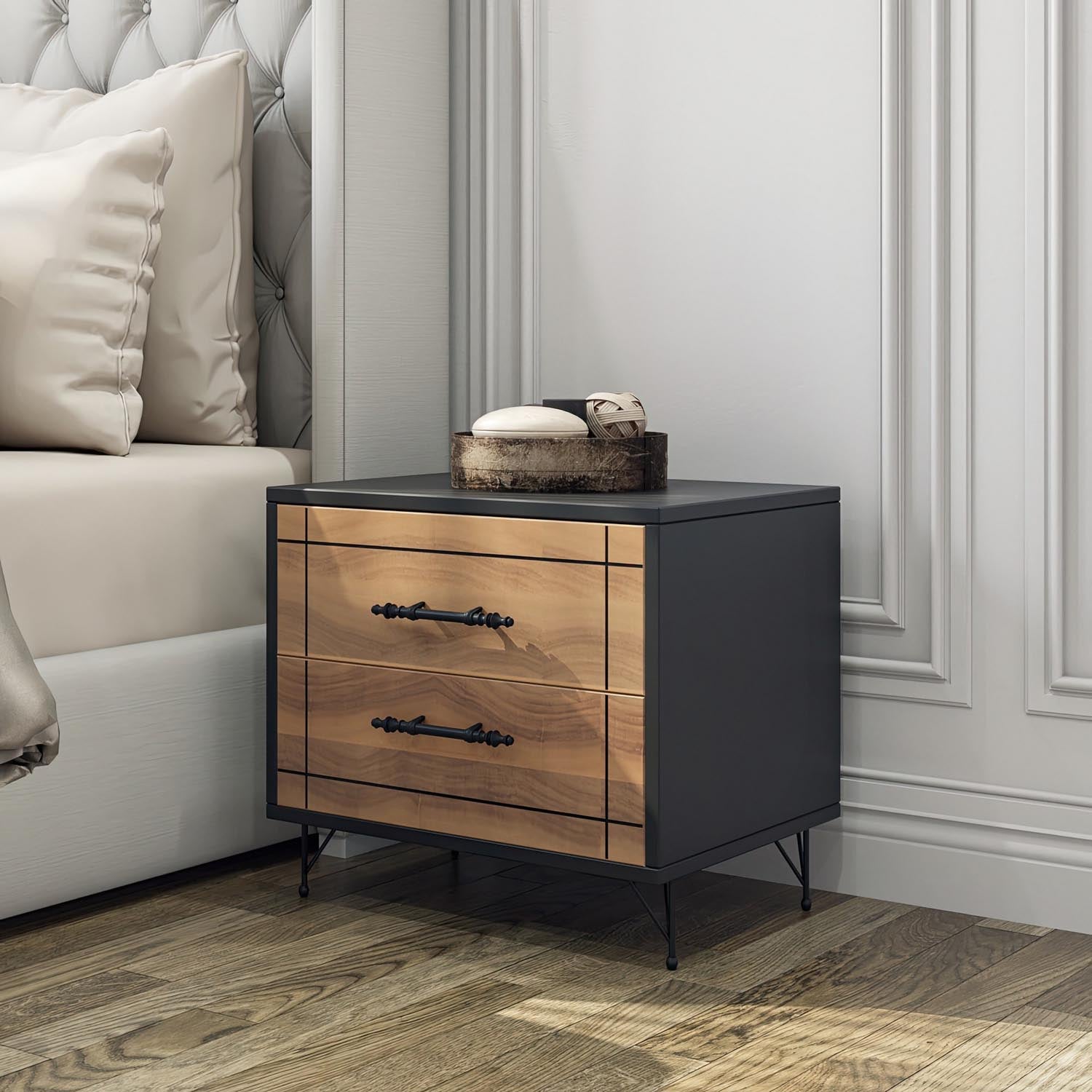 Night - Walnut in Walnuss Schwarz präsentiert im Onlineshop von KAQTU Design AG. Nachttisch ist von Hanah Home