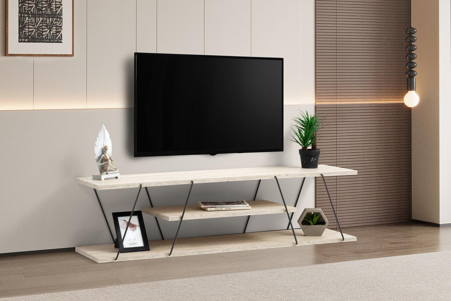 Canaz - Black, Travertine in Travertin Schwarz präsentiert im Onlineshop von KAQTU Design AG. Sideboard ist von Hanah Home