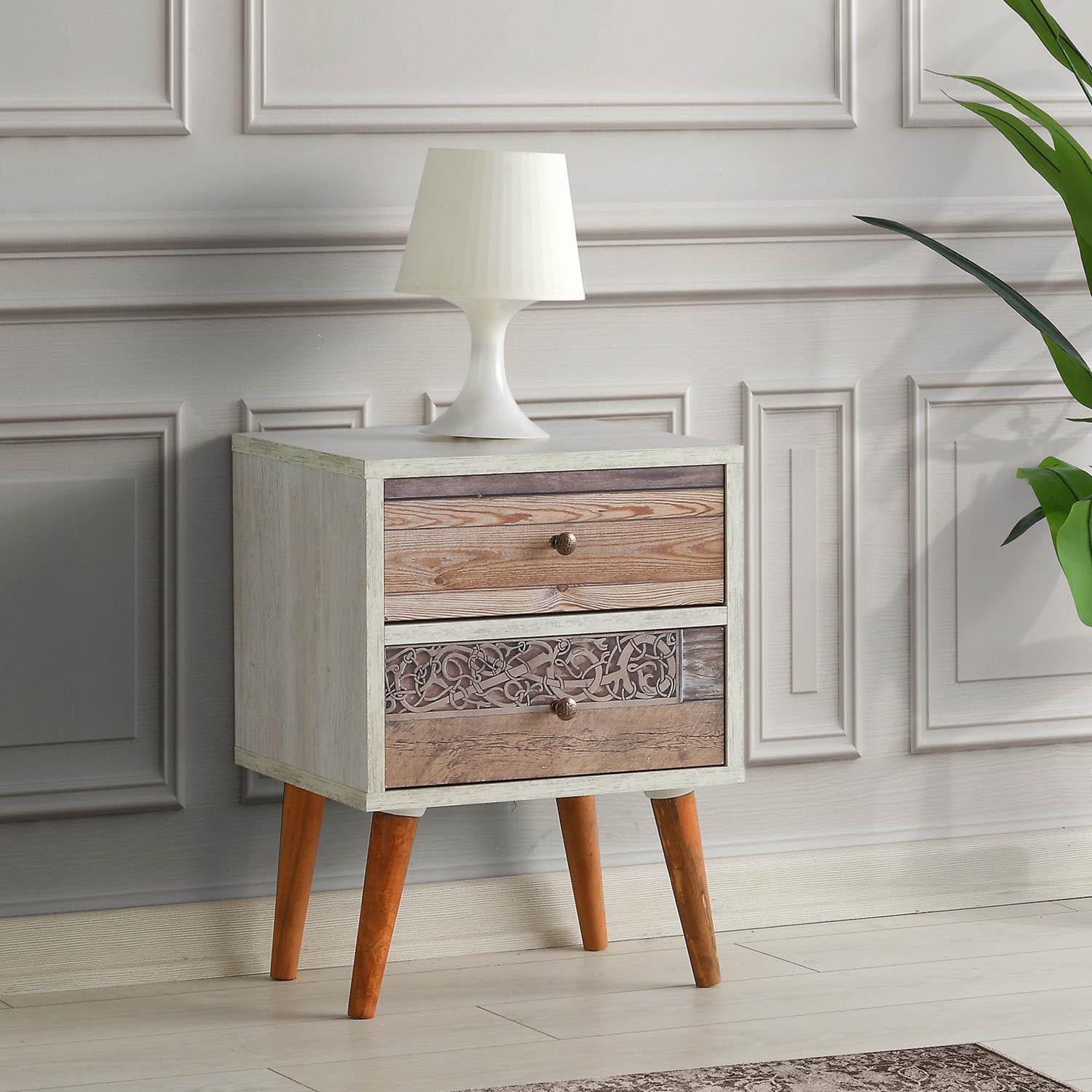 Malmo in Weisser Walnuss präsentiert im Onlineshop von KAQTU Design AG. Nachttisch ist von Hanah Home