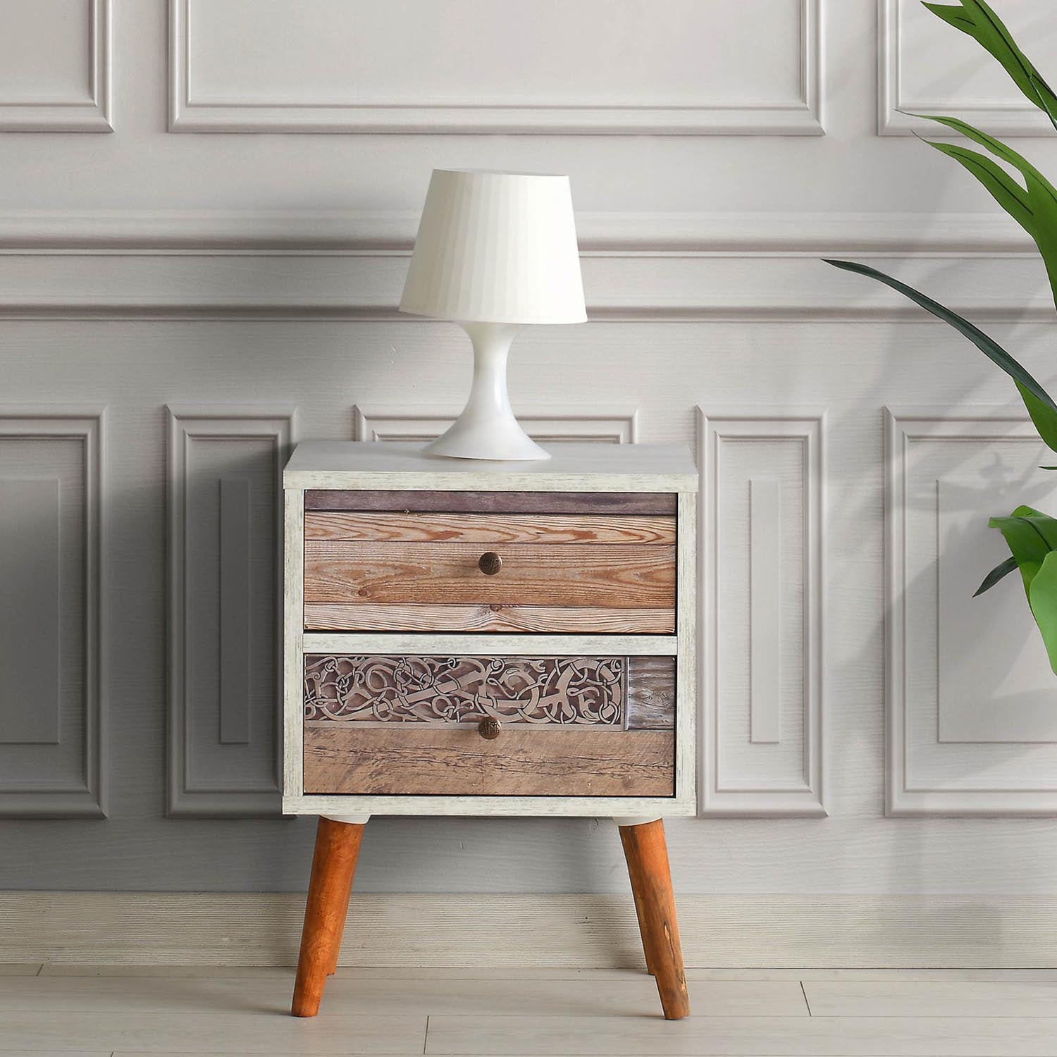 Malmo in Weisser Walnuss präsentiert im Onlineshop von KAQTU Design AG. Nachttisch ist von Hanah Home